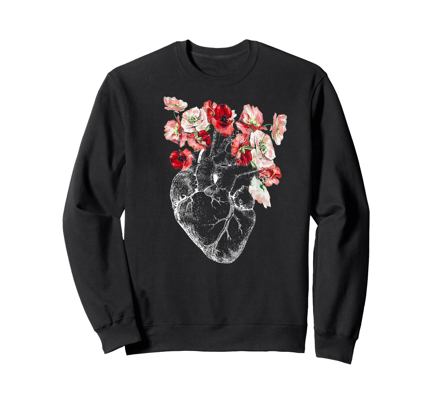 Anatomical Heart and Flowers T-Shirt T-Shirt