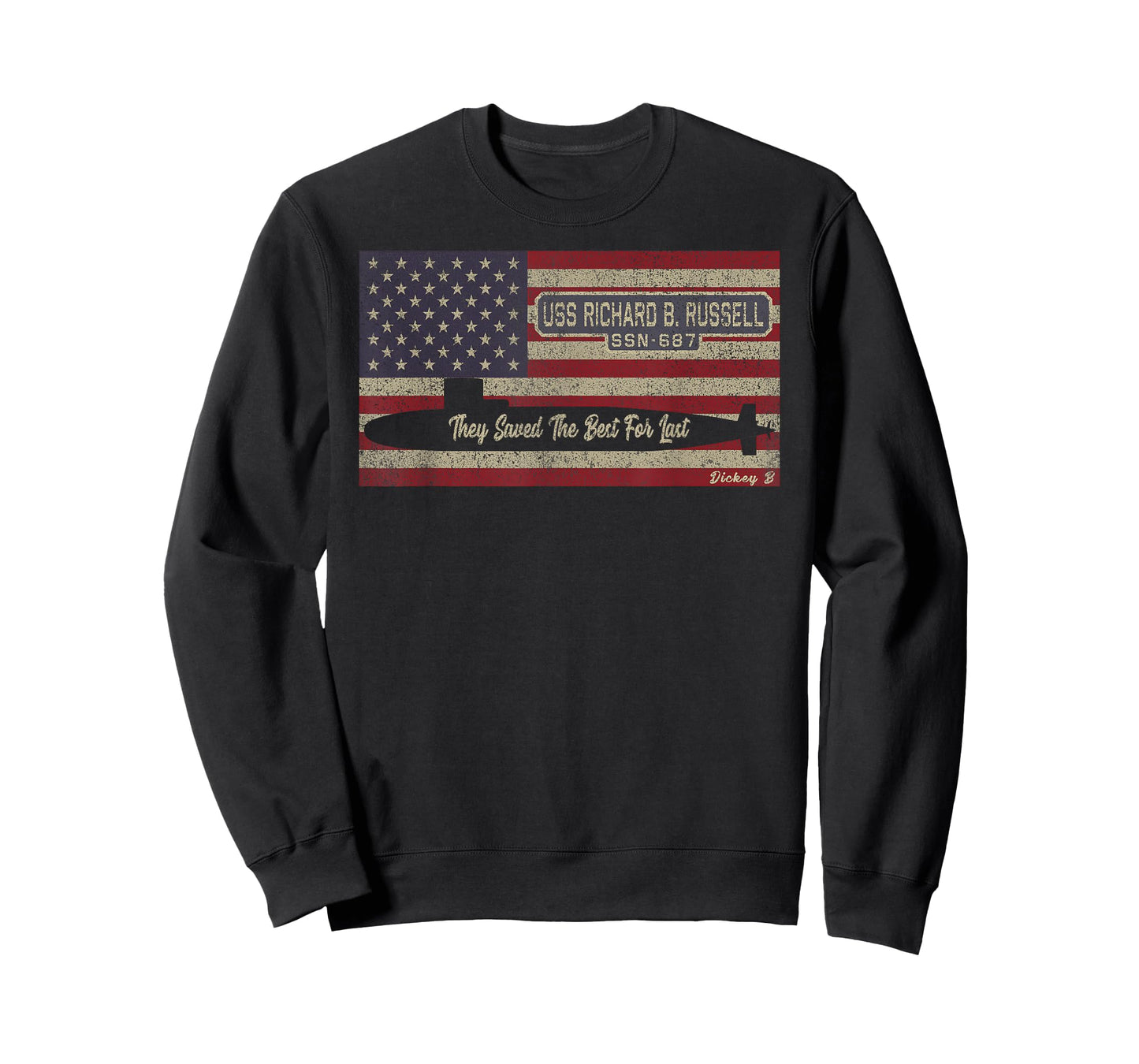 USS Richard B Russell SSN-687 Submarine USA American Flag T-Shirt for Women Kids Men