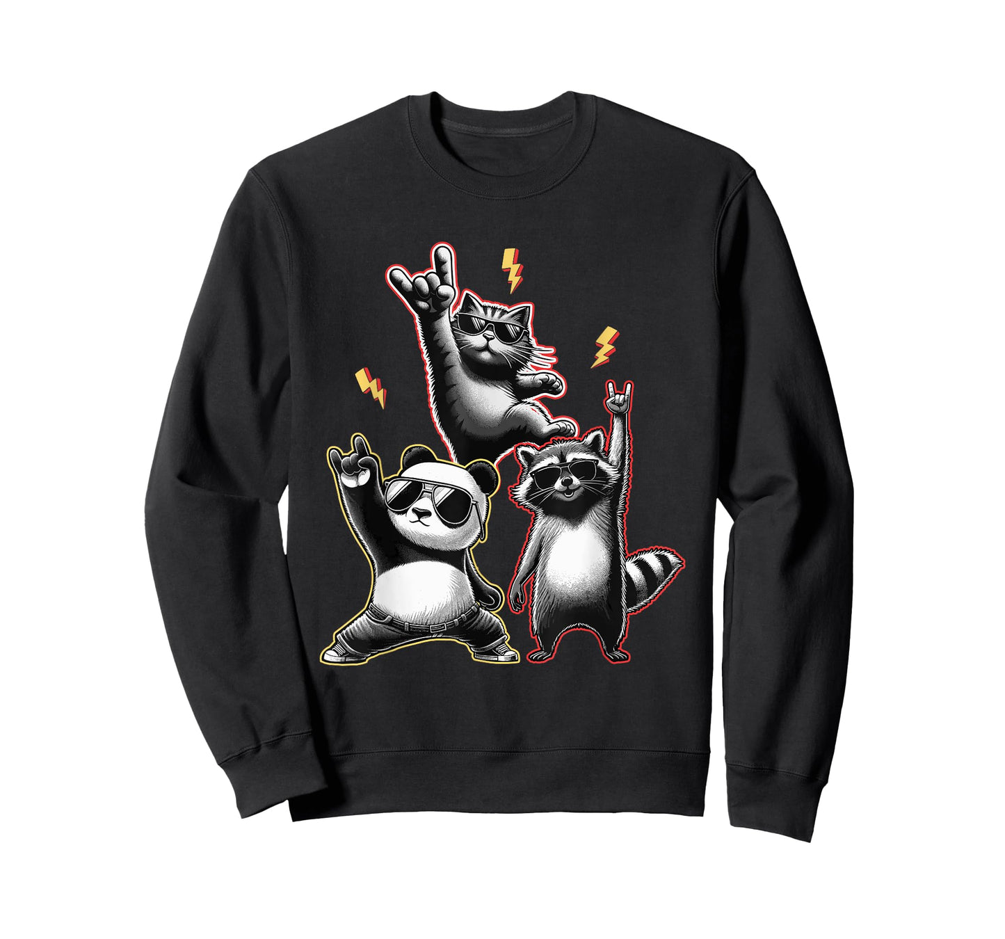 Rock Music Raccoon Panda Cat Men Women Kids Funny Rock T-Shirt