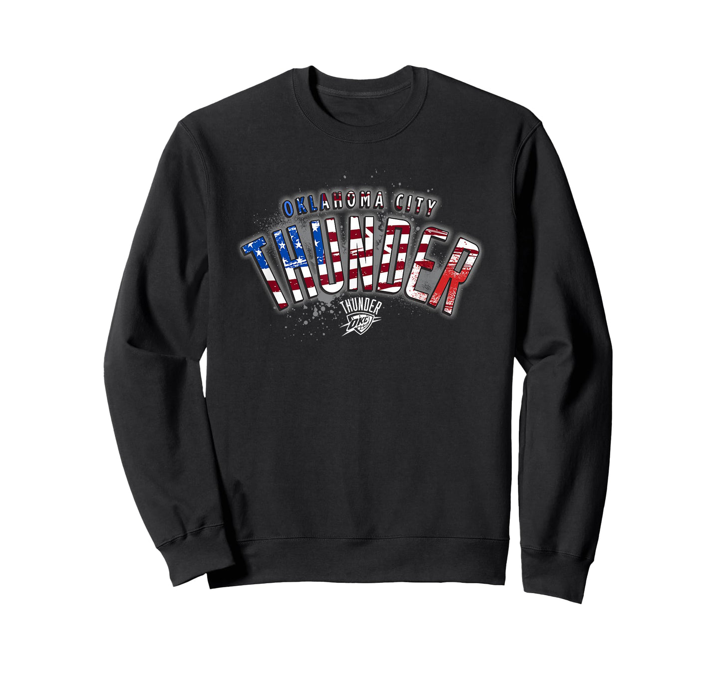NBA Oklahoma City Thunder American Flag Distressed Paint T-Shirt