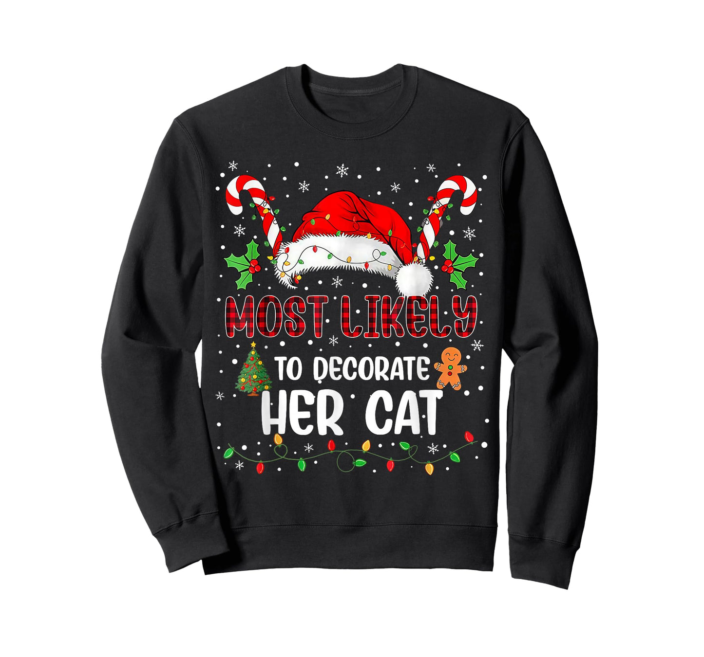 Most Likely to Decorate Her Cat Funny Matching Christma T-Shirt