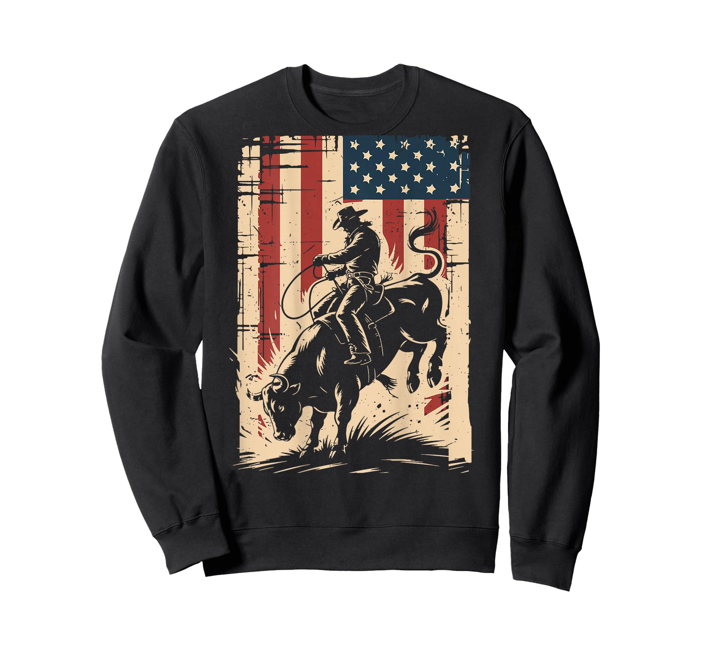 American Flag Bull Riding Cowboy Patriotic Rodeo Bull Rider T-Shirt