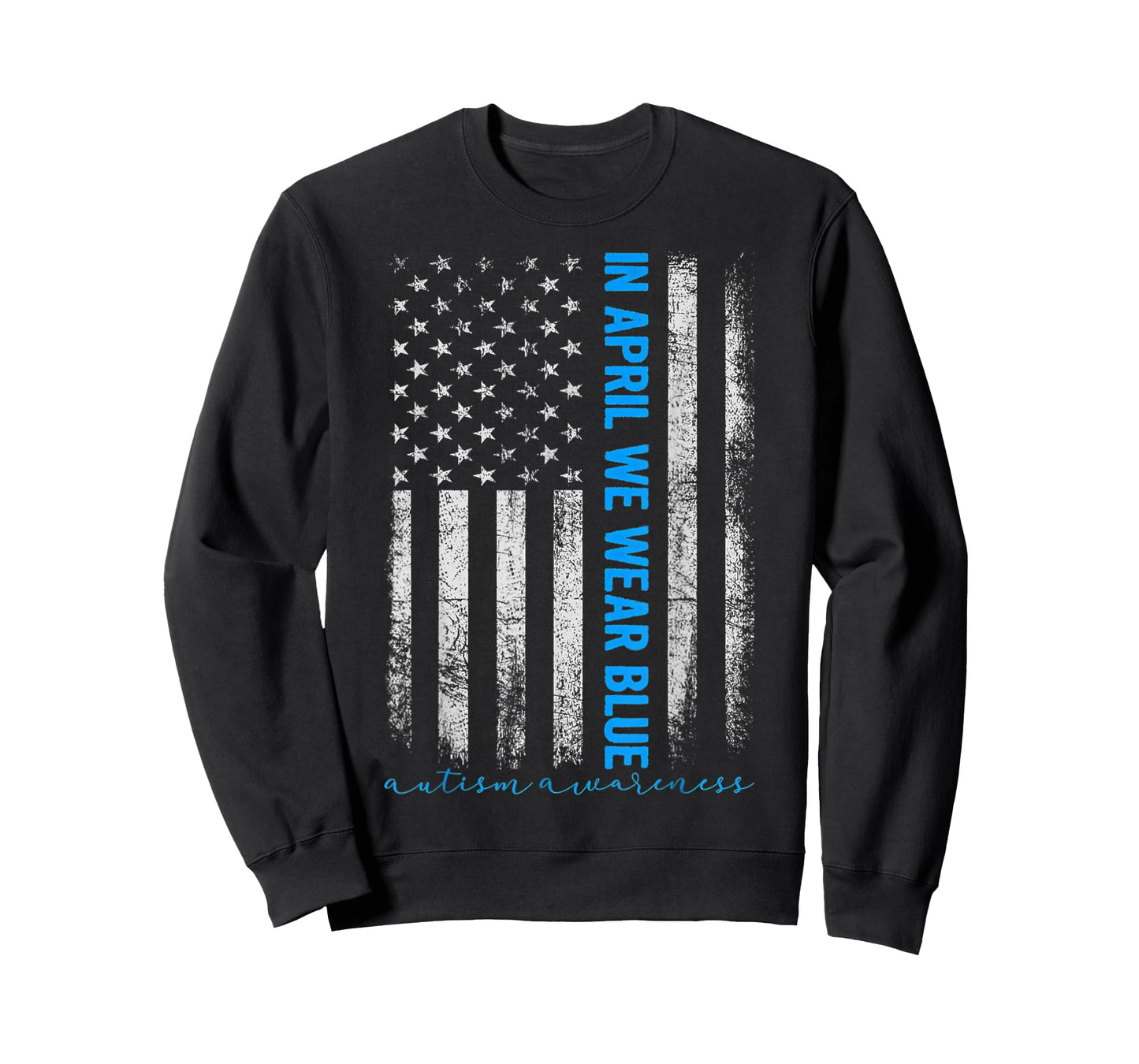 American USA Flag In April We Wear Blue Autism Awareness Women Kids Men T-Shirt