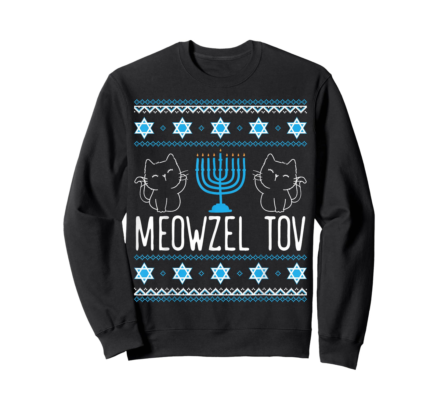 Meowzel Tov Menoarah Hanukkah Cat Lover Jewish Kitty T-Shirt