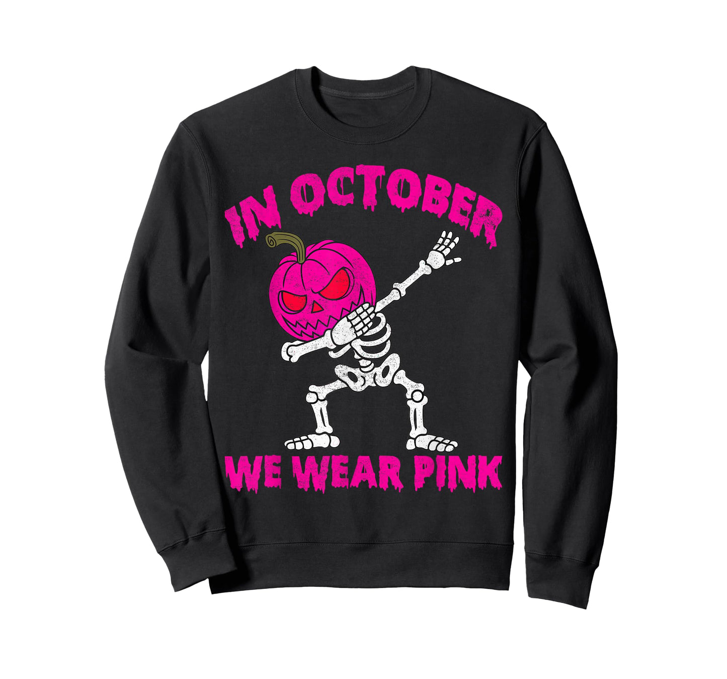 in October We Wear Pink Breast Cancer Pumpkin Halloween Boys T-Shirt