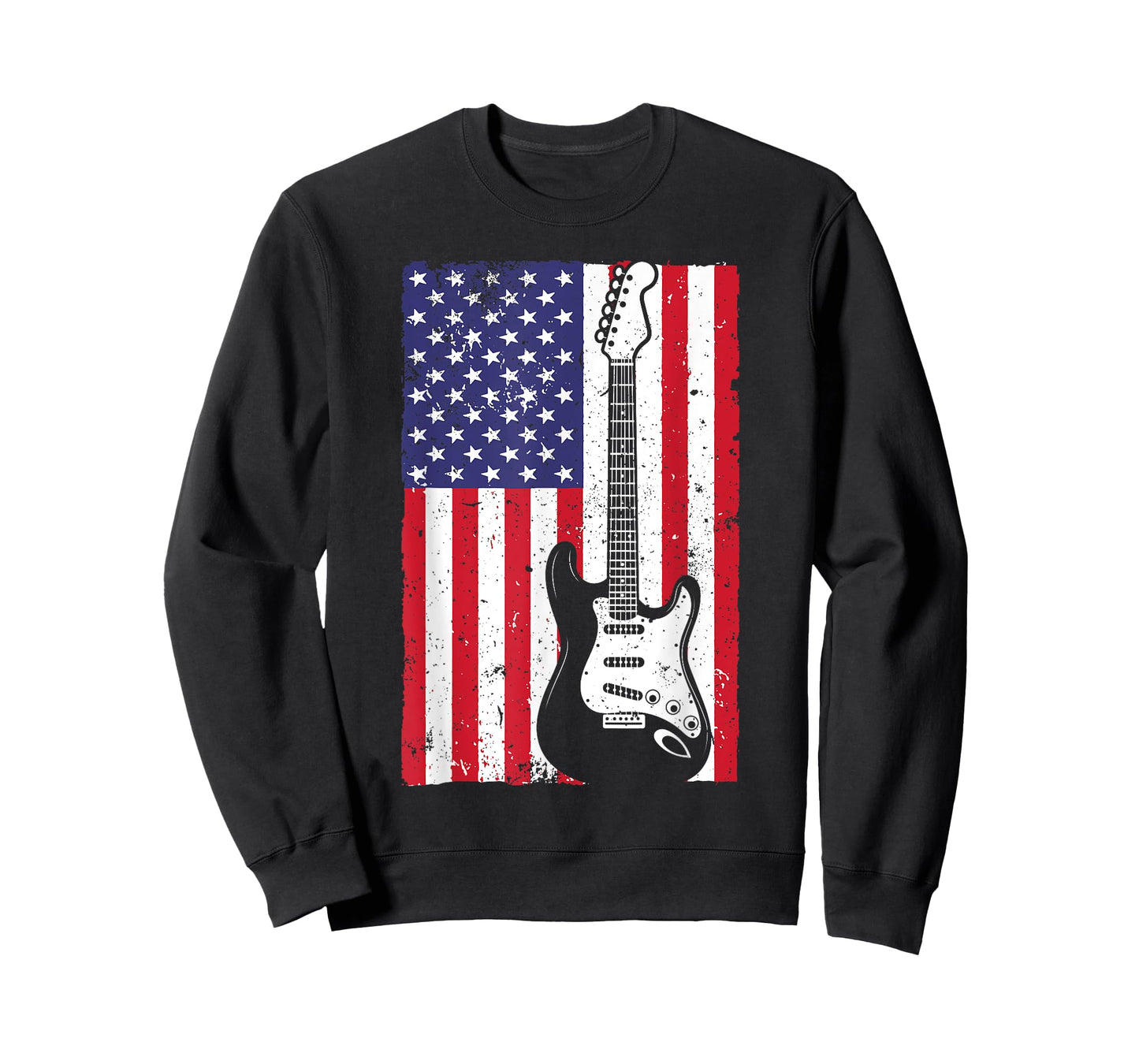 Cool American Flag Guitar For Men Women Guitarist Music Rock T-Shirt