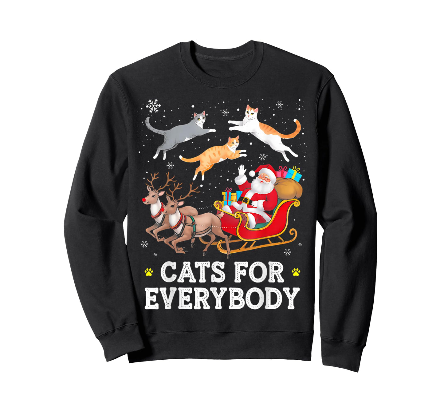 Cats for Everybody Christmas Cat Funny Xmas Women Santa T-Shirt