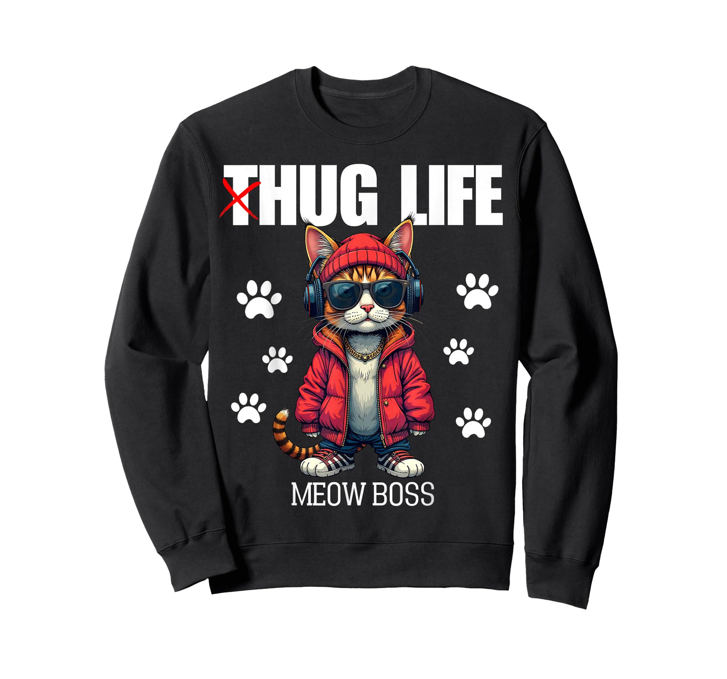 Cute Cat Hug Life Meow Boss Thug Gangster Hiphop Love Kitten T-Shirt for Men Women