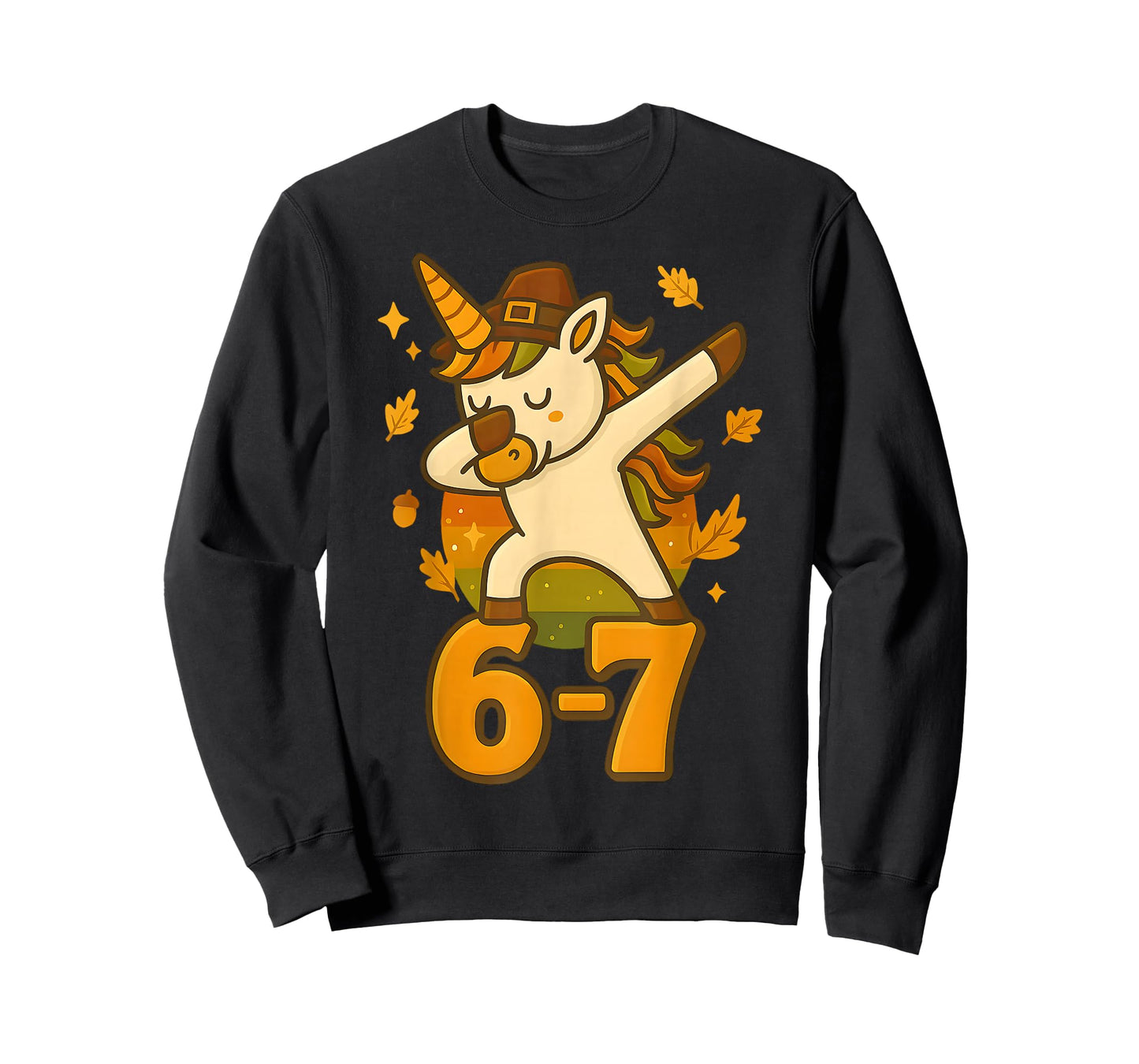 Funny 67 Thanksgiving Unicorn Dabbing Six Seven Meme Girls T-Shirt
