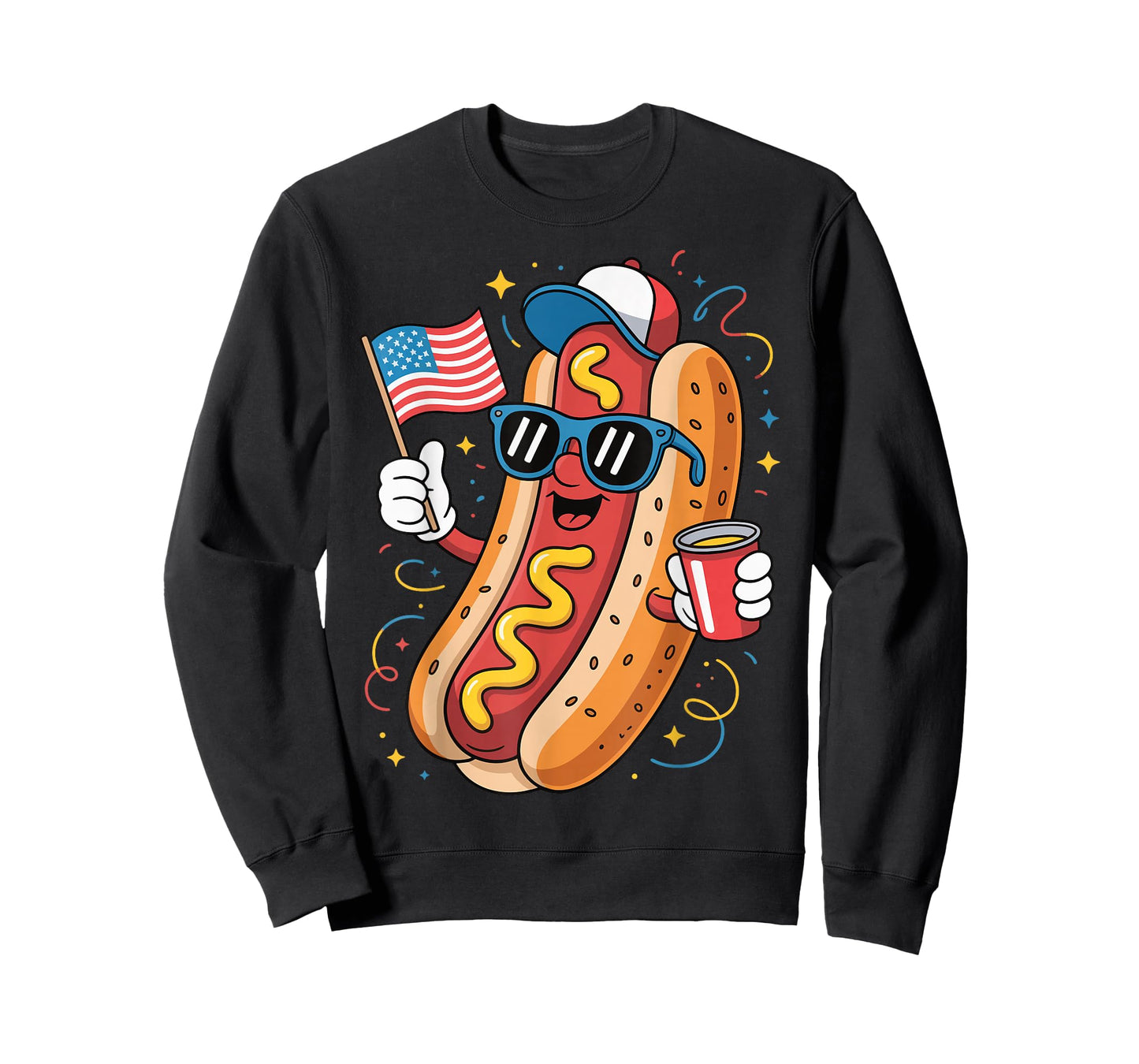 Hot Dog USA Flag 4th Of July T-Shirt