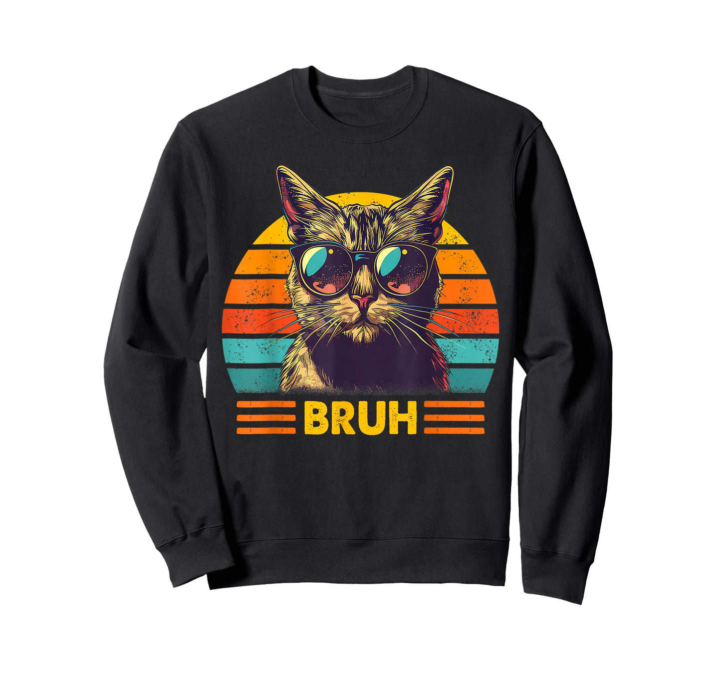 Vintage Cat Bruh With Cat Greetings Teens Boys Men T-Shirt
