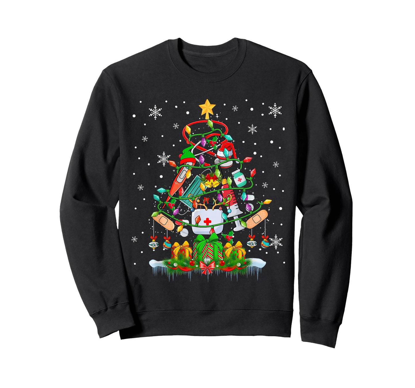 Christmas Tree Santa Reindeer Elf Medical Instruments Doctor T-Shirt