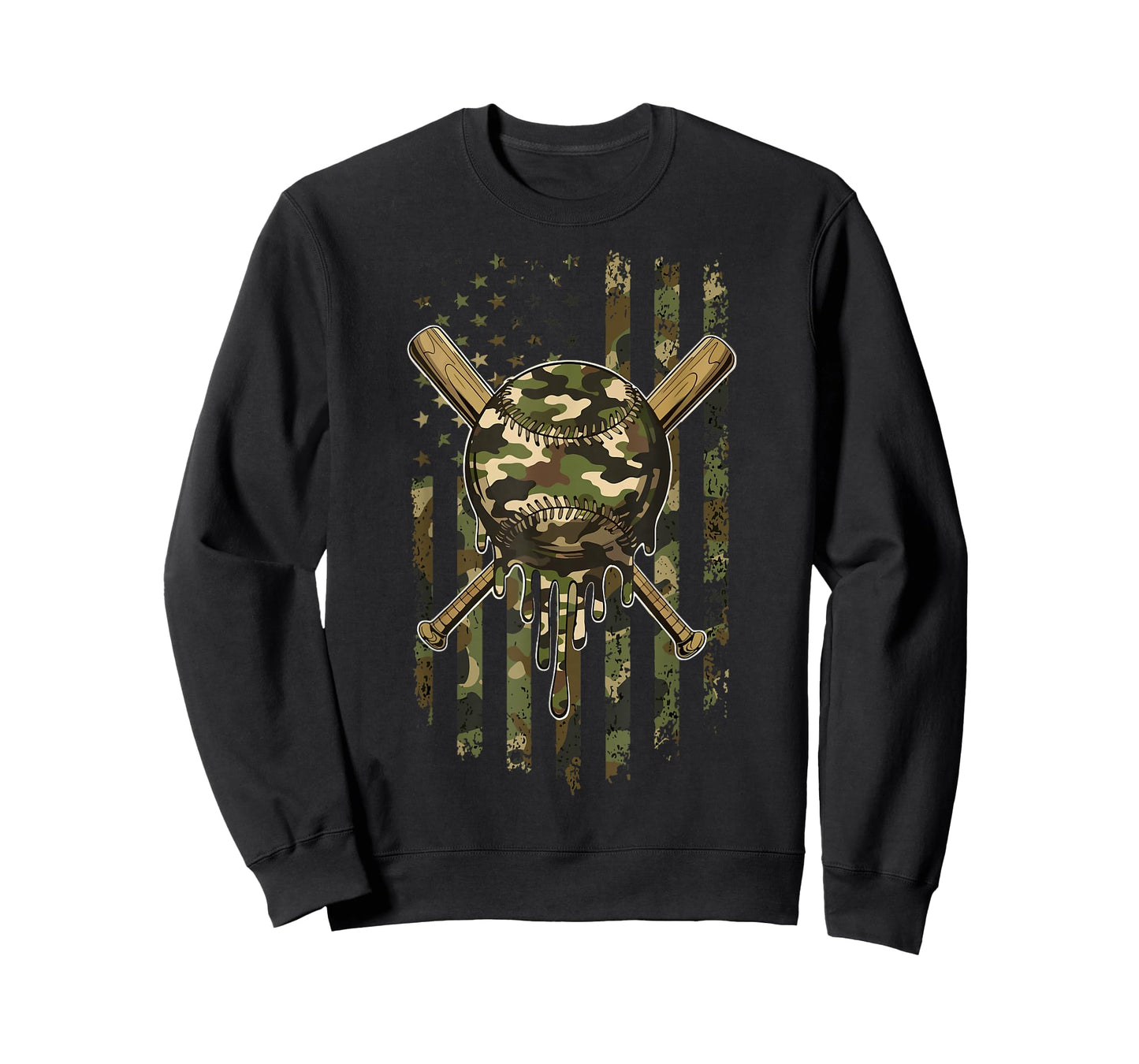 Ice Cream Baseball Drip for Boys Camo USA Flag Camouflage T-Shirt