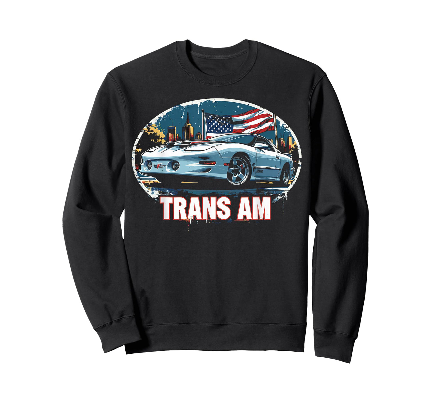 1998 Trans Am City Scene American Flag Graphic Trans Am T-Shirt