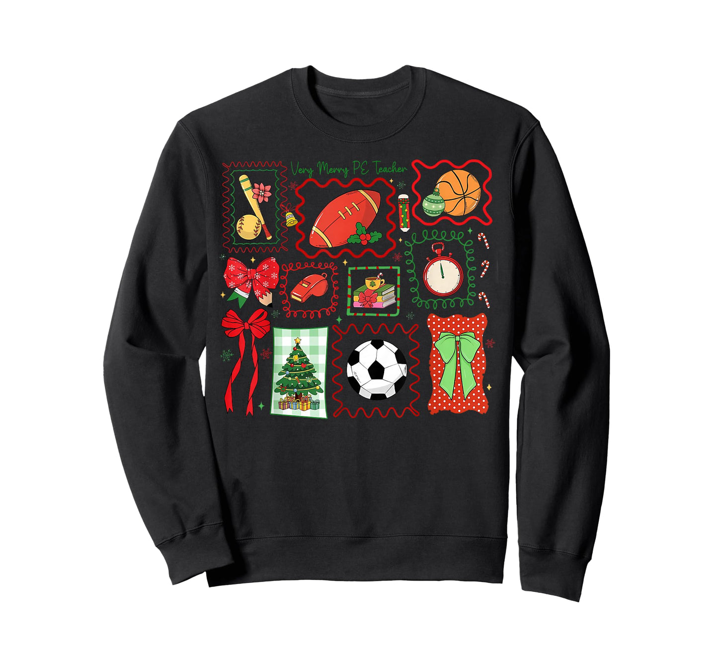 PE Teacher Christmas Bow Physical Education Teacher Outfit T-Shirt