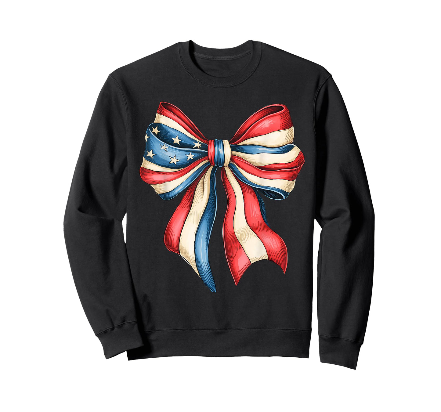 Patriotic Memorial Veteran 4th of July Flag Bow Coquette T-Shirt