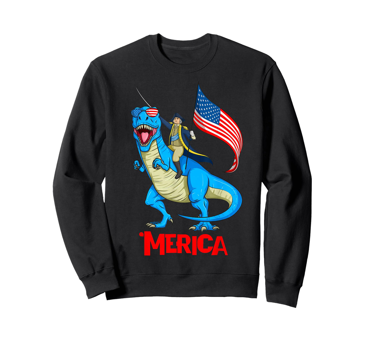 Merica Patriotic TRex Dinosaur George Washington 4th of July T-Shirt