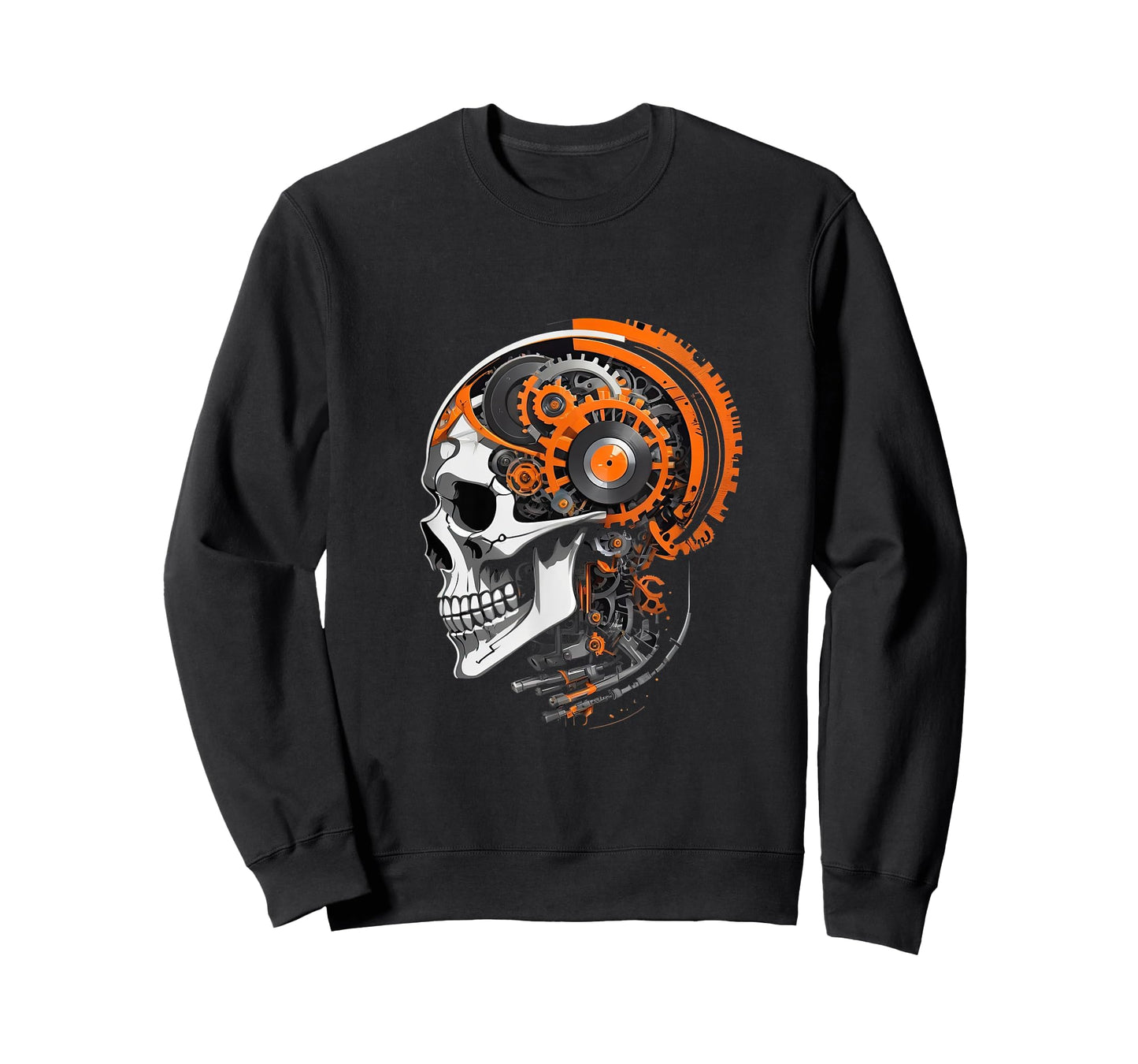 Cyberpunk Skull with Gears Vinyl Record Art Futuristic T-Shirt