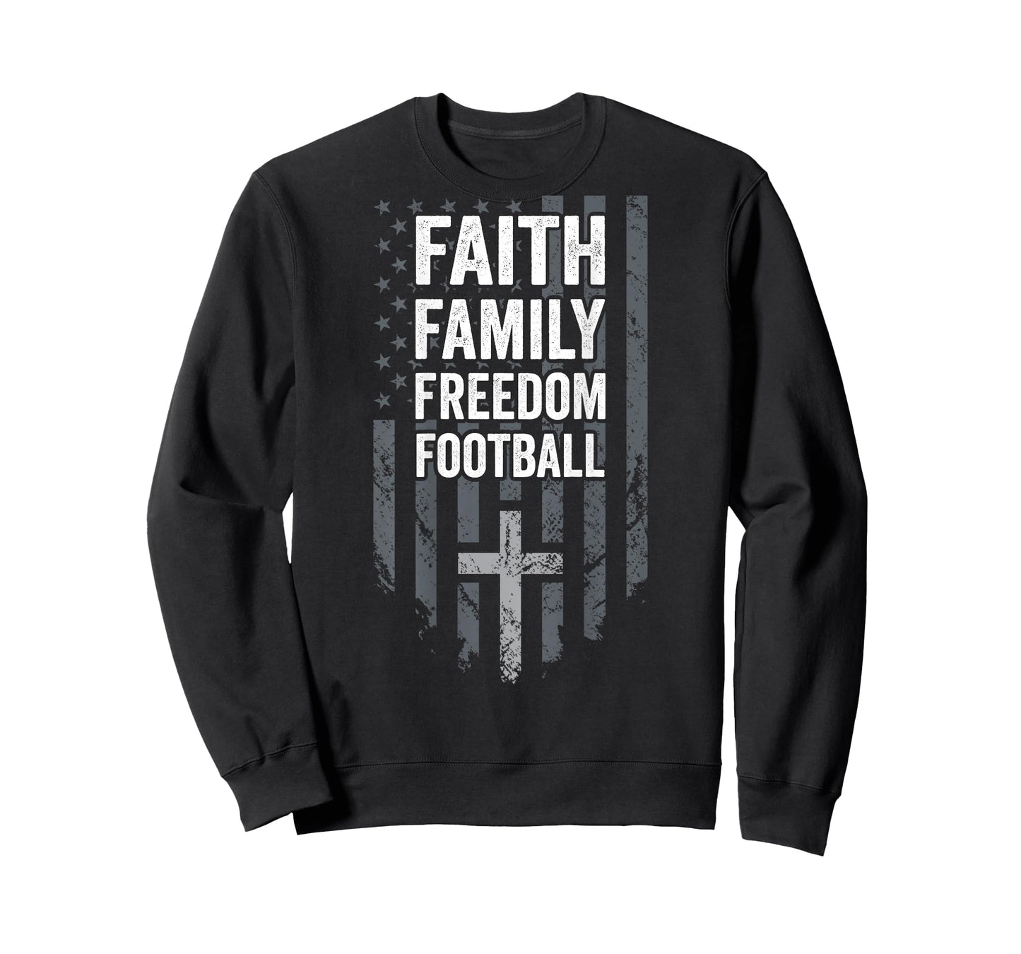 Faith Family Freedom Football - USA Cross Flag - ON BACK T-Shirt