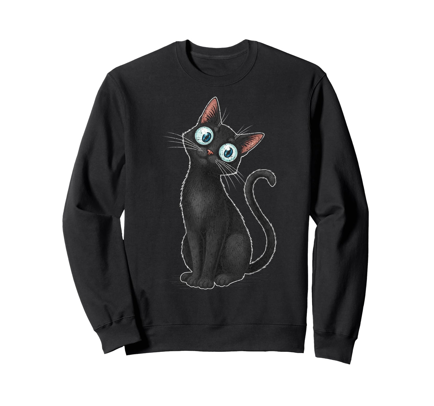 Womens Creepy Cat Cute Cat Meme Funny Black Cat Kitten Lover T-Shirt