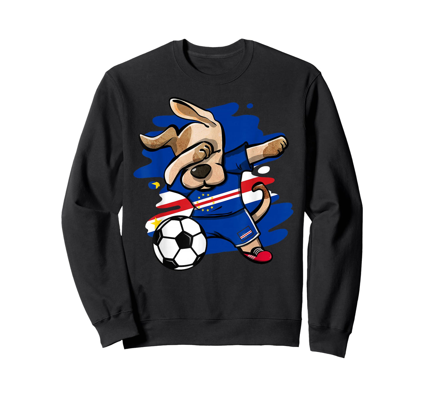 Dabbing Dog Cape Verde Soccer Fans Jersey Cape Verdean Flag Men Women Kids T-Shirt