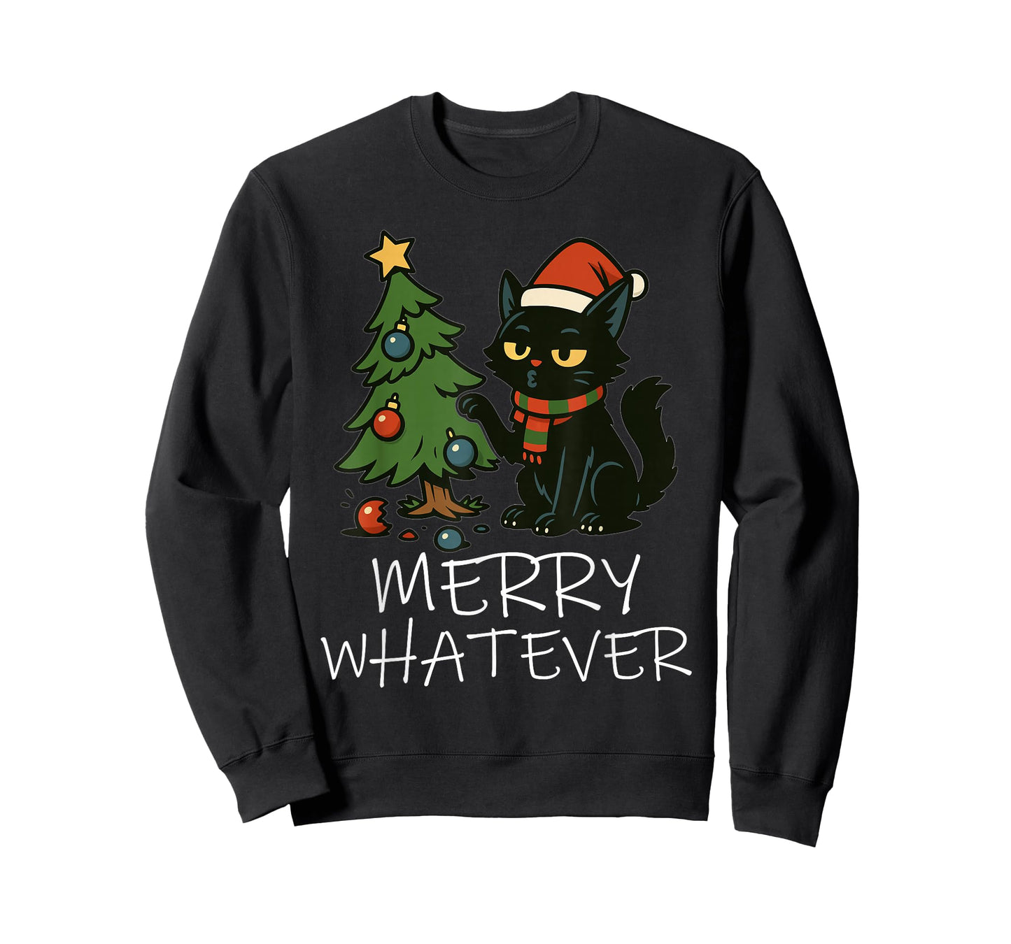 Funny Christmas Cat Tee, Grumpy Holiday Humor for Cat-Merry T-Shirt