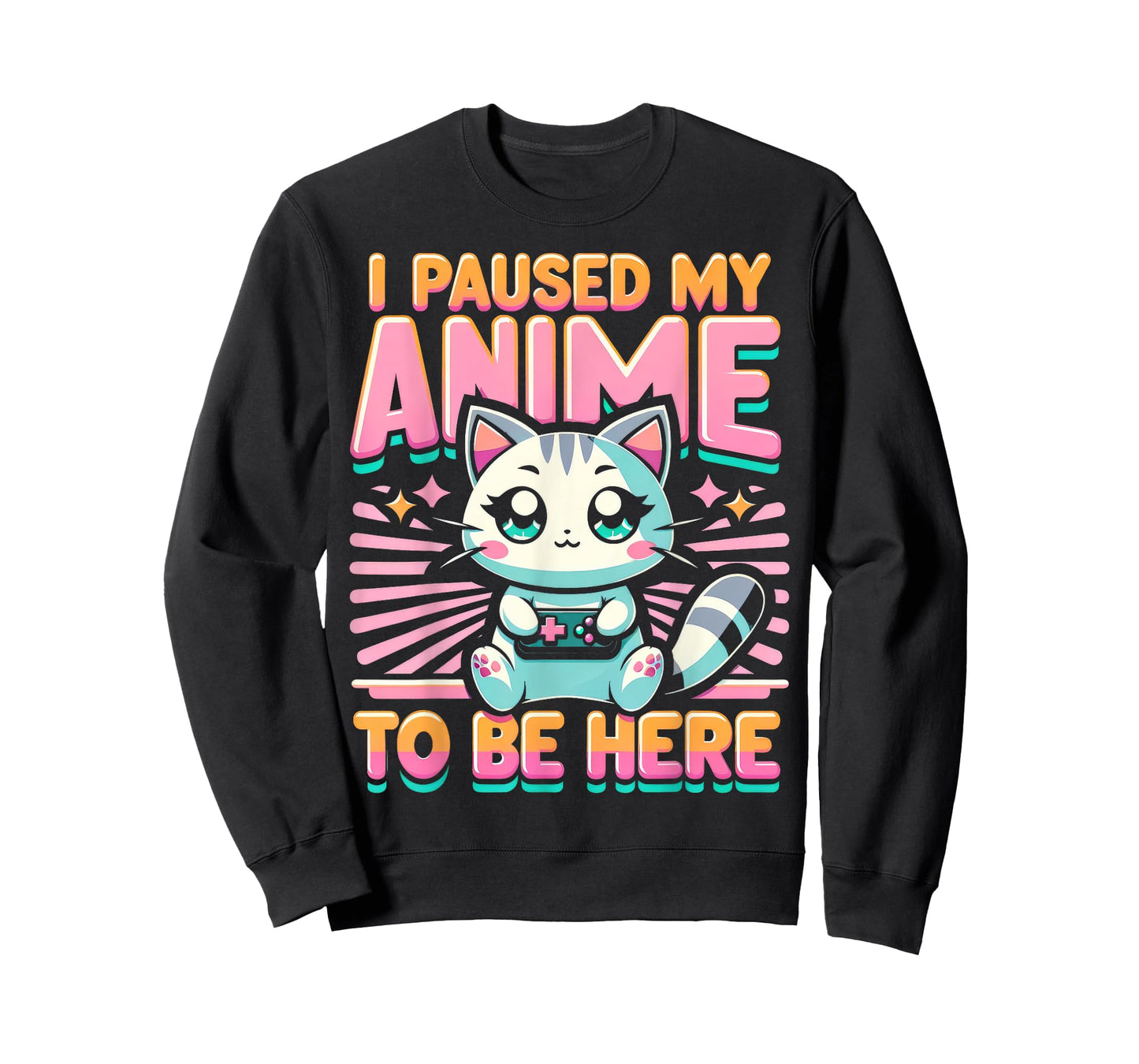 Cute Anime Cat I Paused My Anime Japanese Kawaii Neko Men Women Kids T-Shirt