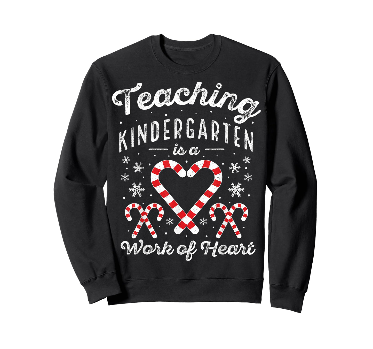 Christmas Candy Cane Work of Heart Xmas Kindergarten Teacher T-Shirt for Men Women Kids