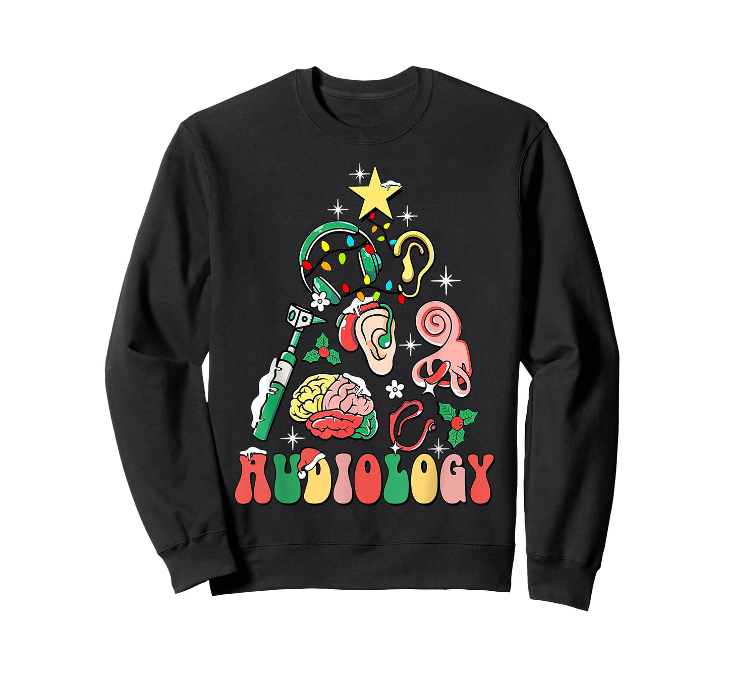 Audiology Christmas Tree Audiologist Squad Healthcare Worker T-Shirt