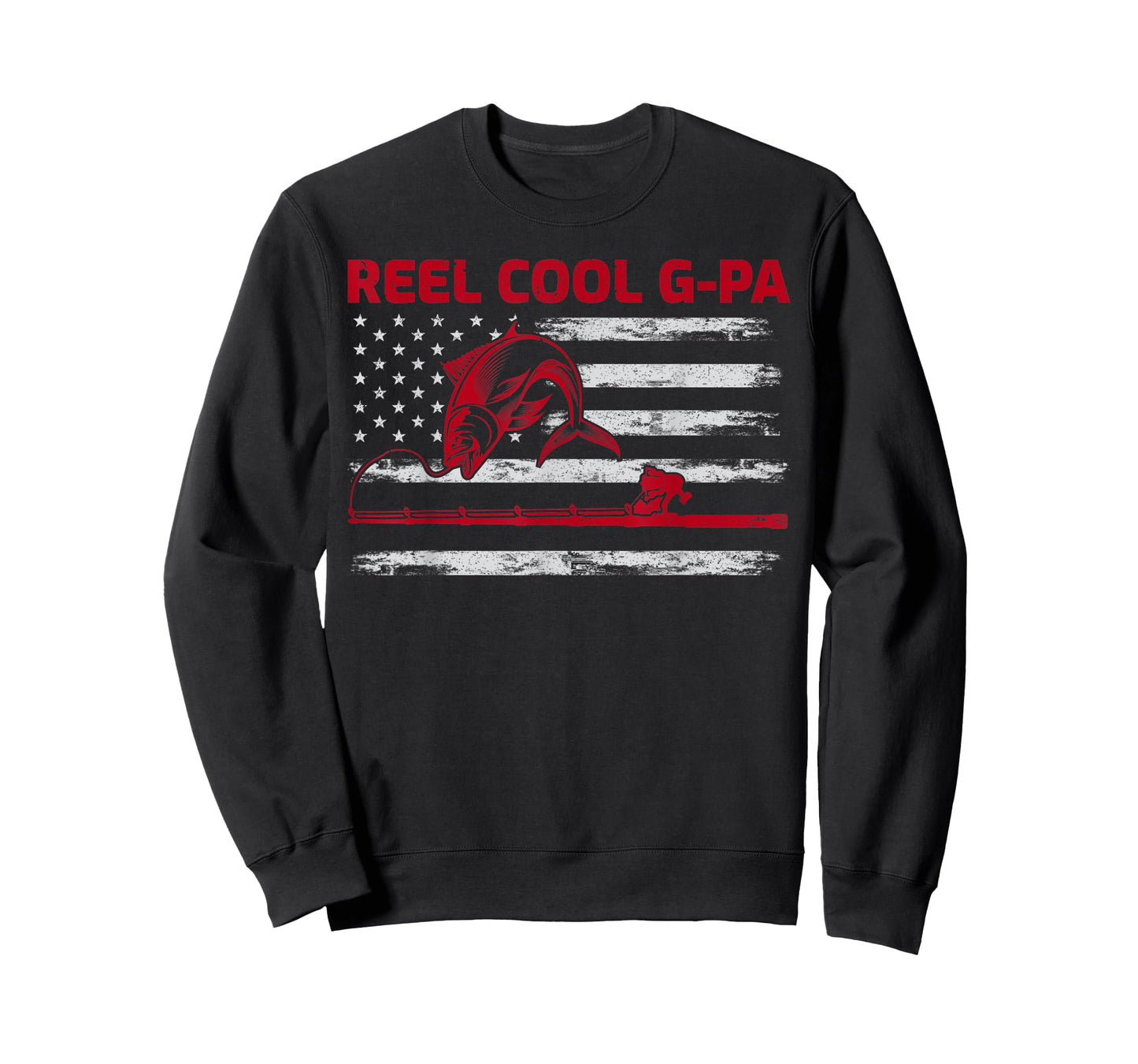 Vintage American Flag Retro Reel Cool G-Pa Fishing Women Men T-Shirt