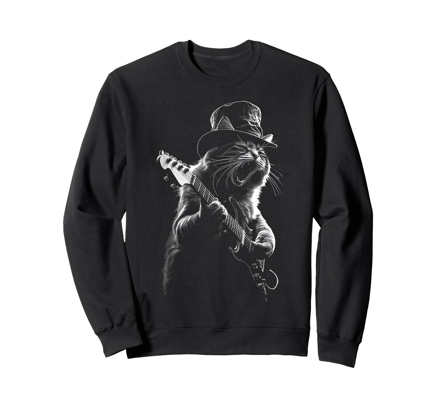 Rock Star Cat Playing Guitar Graphic T-Shirt