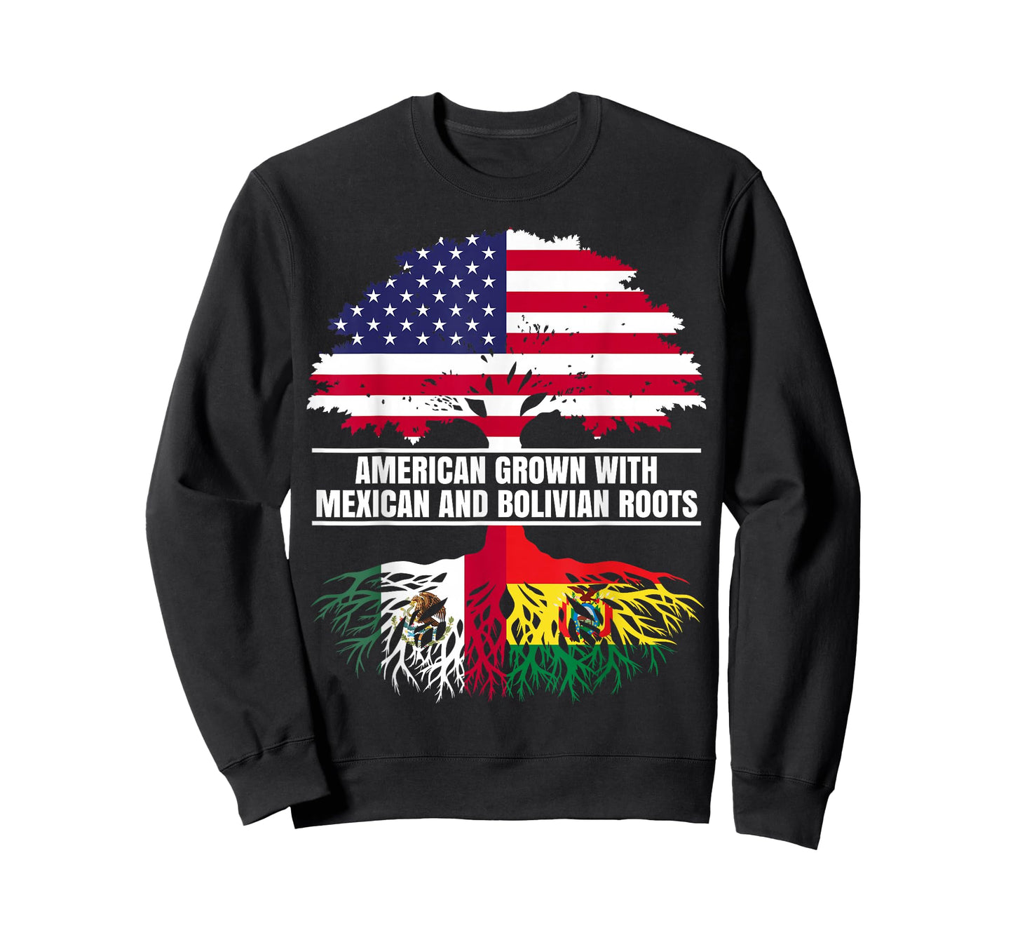 American Grown with Flag Heritage Mexican Bolivian Roots T-Shirt