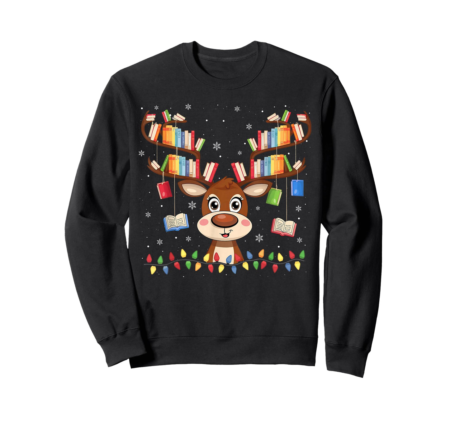 Christmas Librarian Reindeer Matching Family Book Lover Xmas T-Shirt