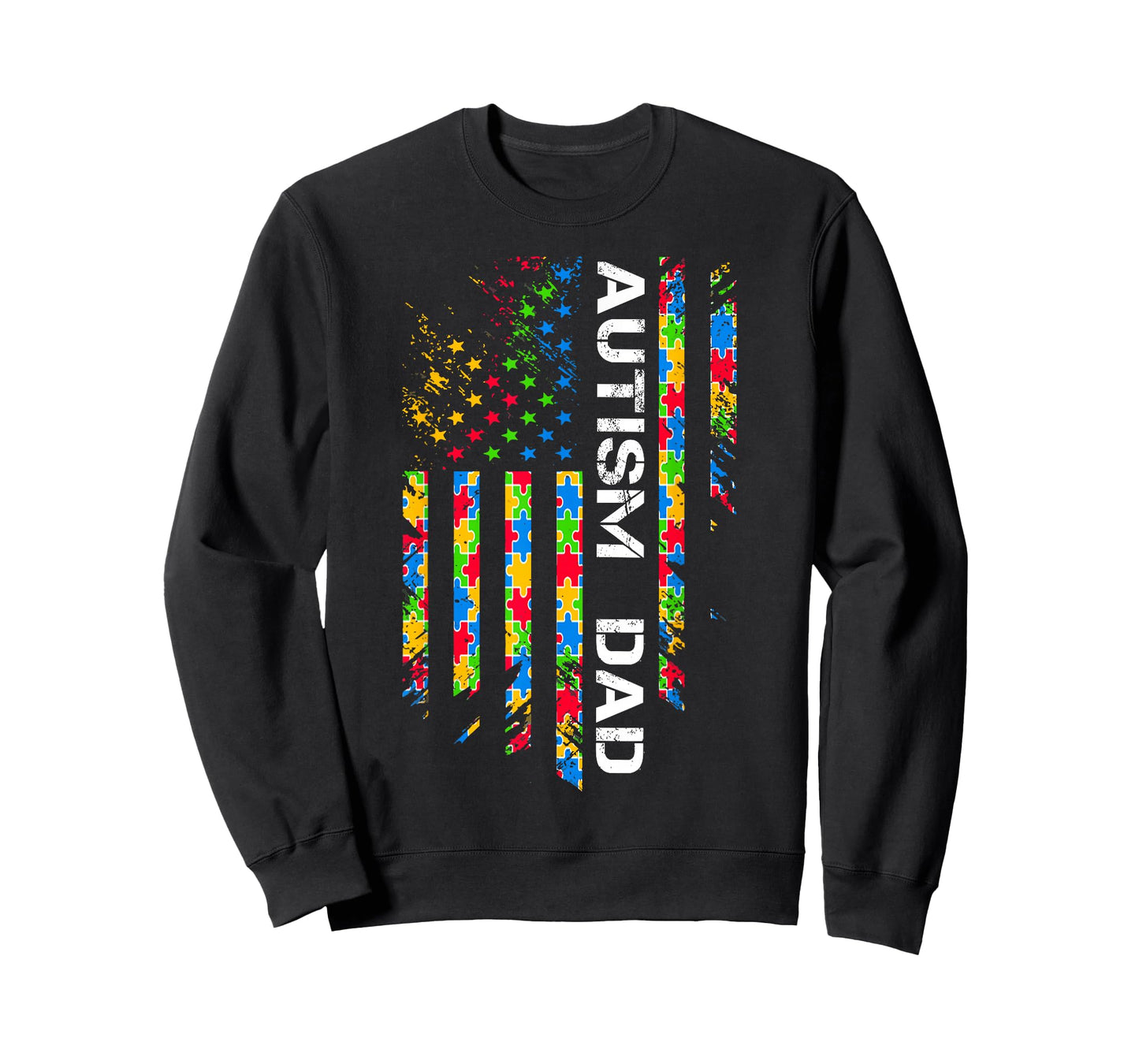 Autism Dad Awareness American Flag USA T-Shirt