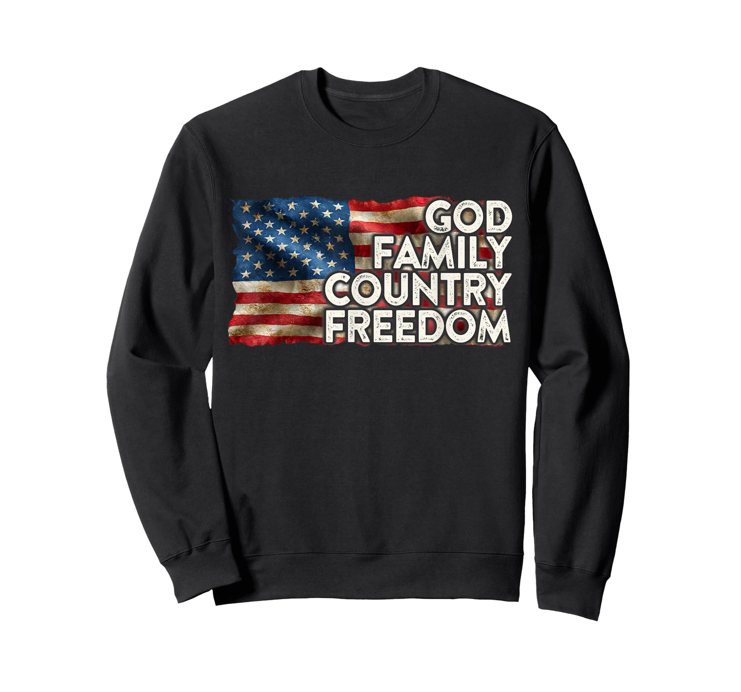 God Family Country Freedom 4th July USA Flag Christian T-Shirt