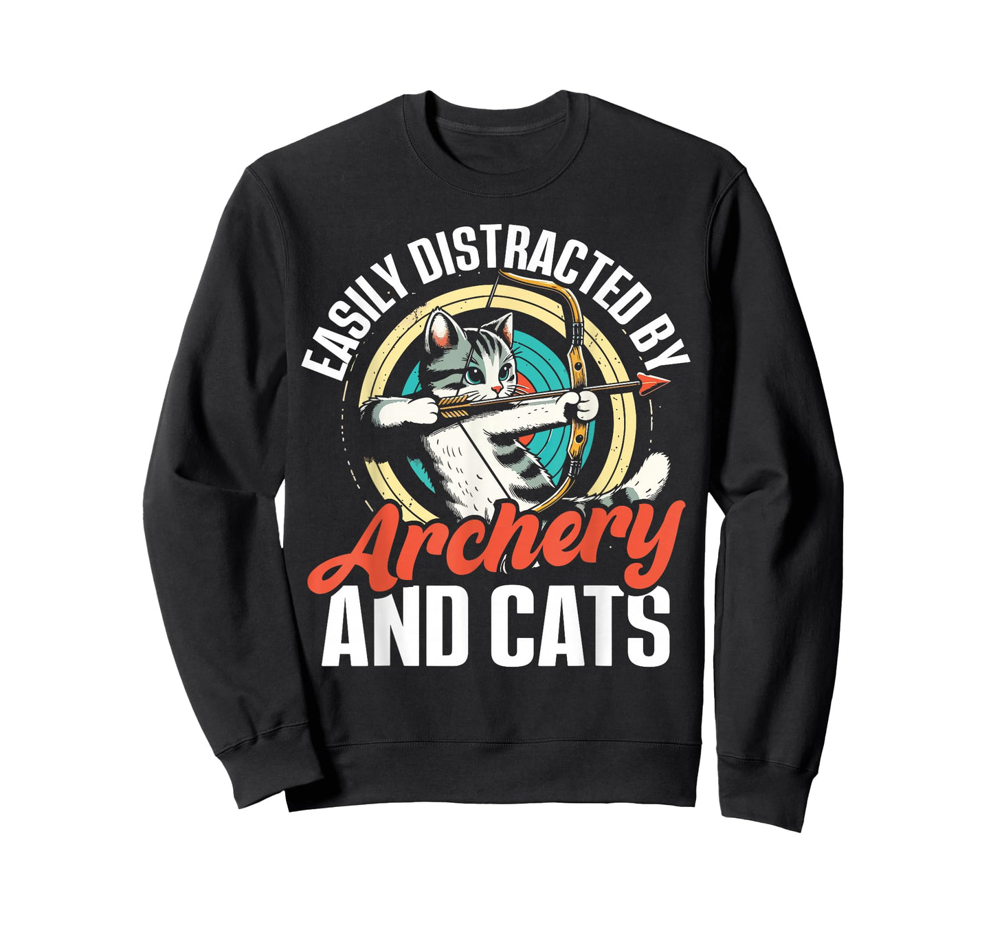 Funny Cat Parent Gift Easily Distracted by Archery and Cats T-Shirt