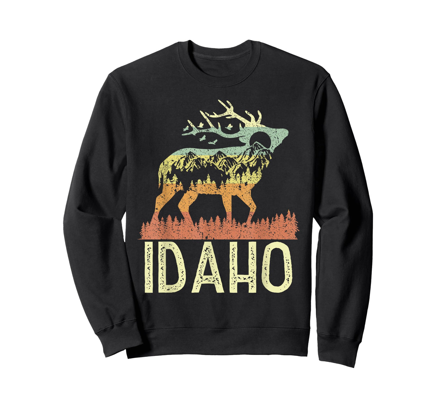 Idaho Retro Mountain Vintage Elk Hiking Men Women Kids Gift T-Shirt