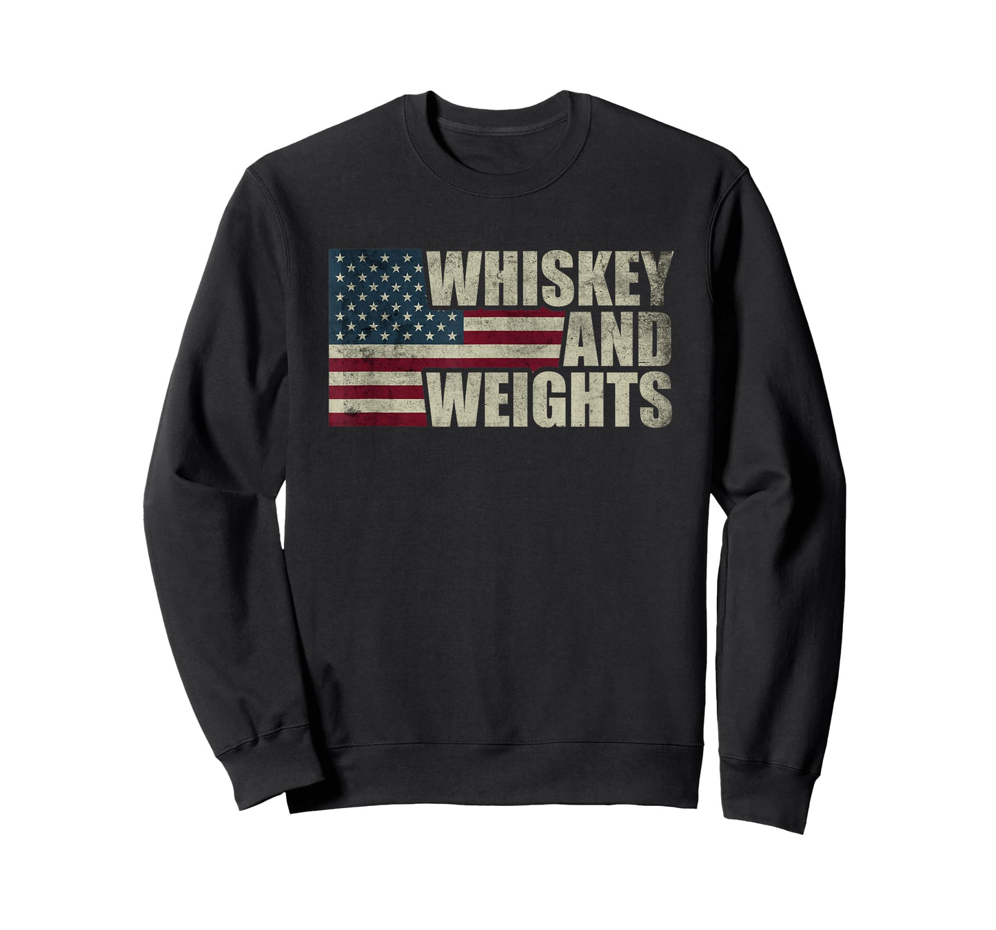 Whiskey And Weights Whiskey Lover Vintage USA American Flag T-Shirt