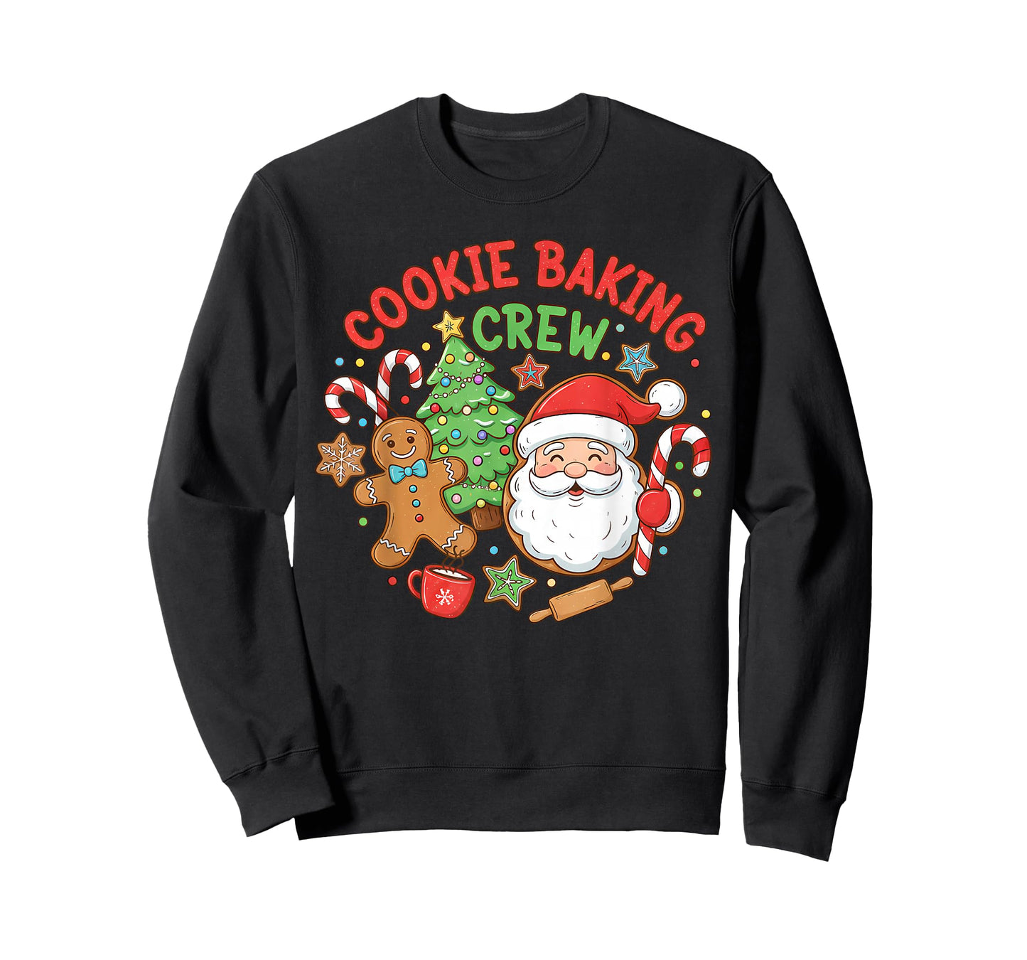 Cute Cookie Baking Crew Santa Gingerbread Man Women Kids T-Shirt