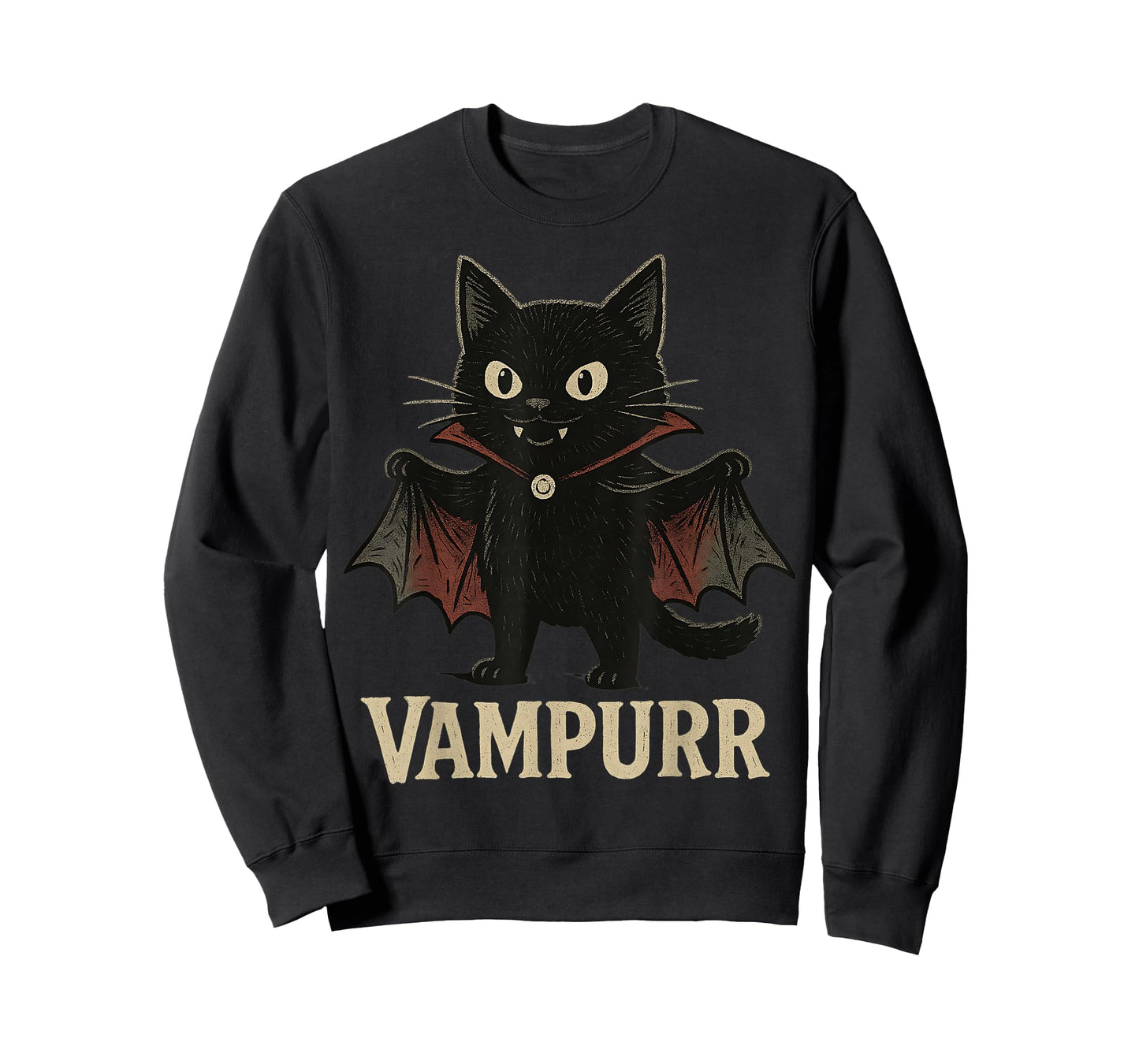 Vampurr Vampire Halloween Cute Cat Pun Funny Graphic T-Shirt