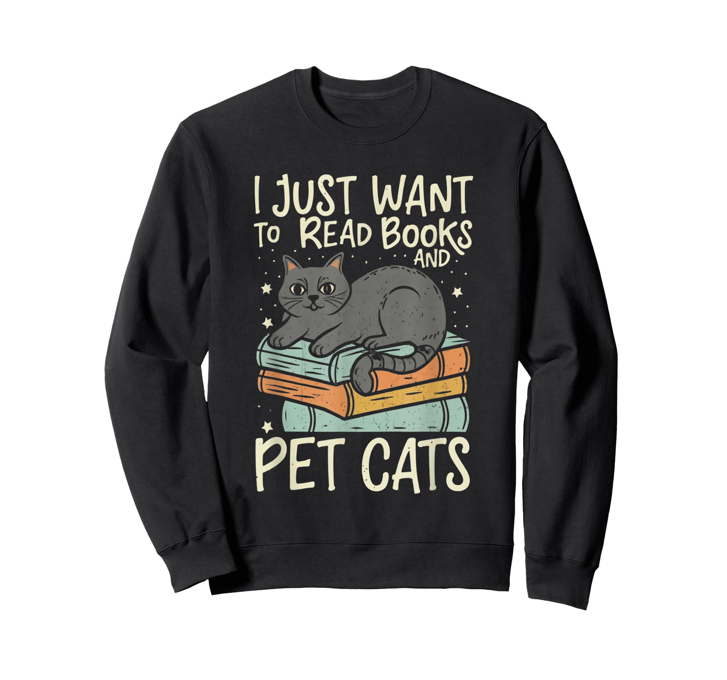 Retro I Just Want to Read Books and Pet Cats Cat T-Shirt