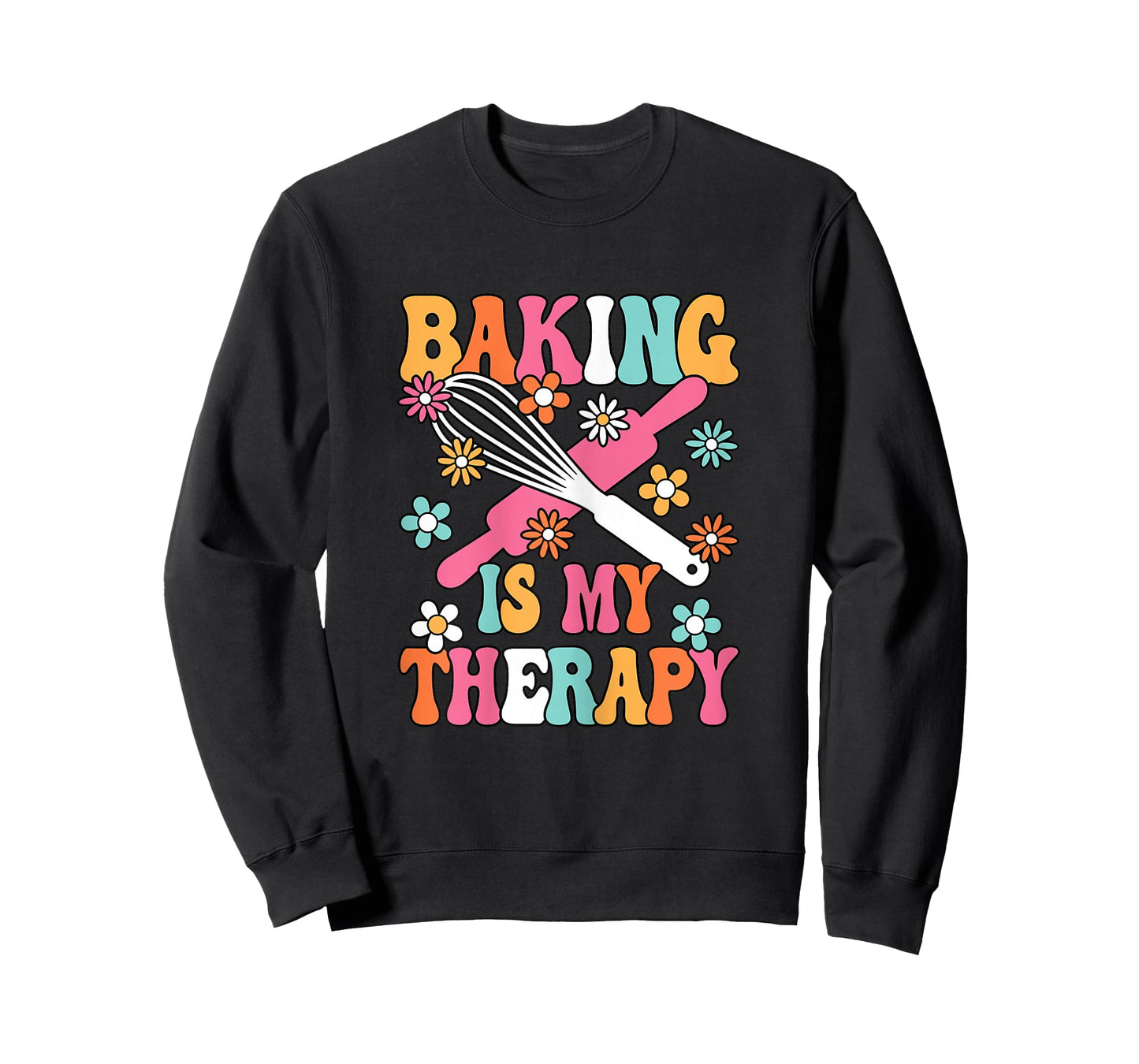 Baking is My Therapy Cute Baker Groovy Women Girls T-Shirt