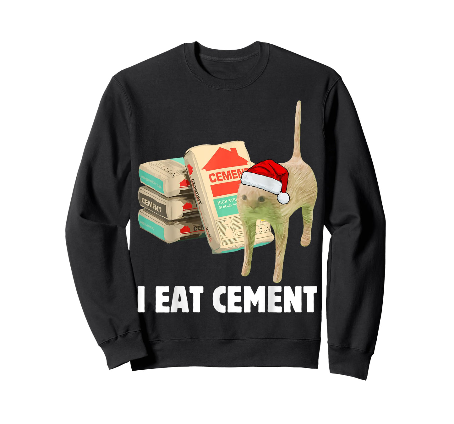 I Eat Cement Funny Cat Meme Christmas Pajamas Cursed Memes T-Shirt