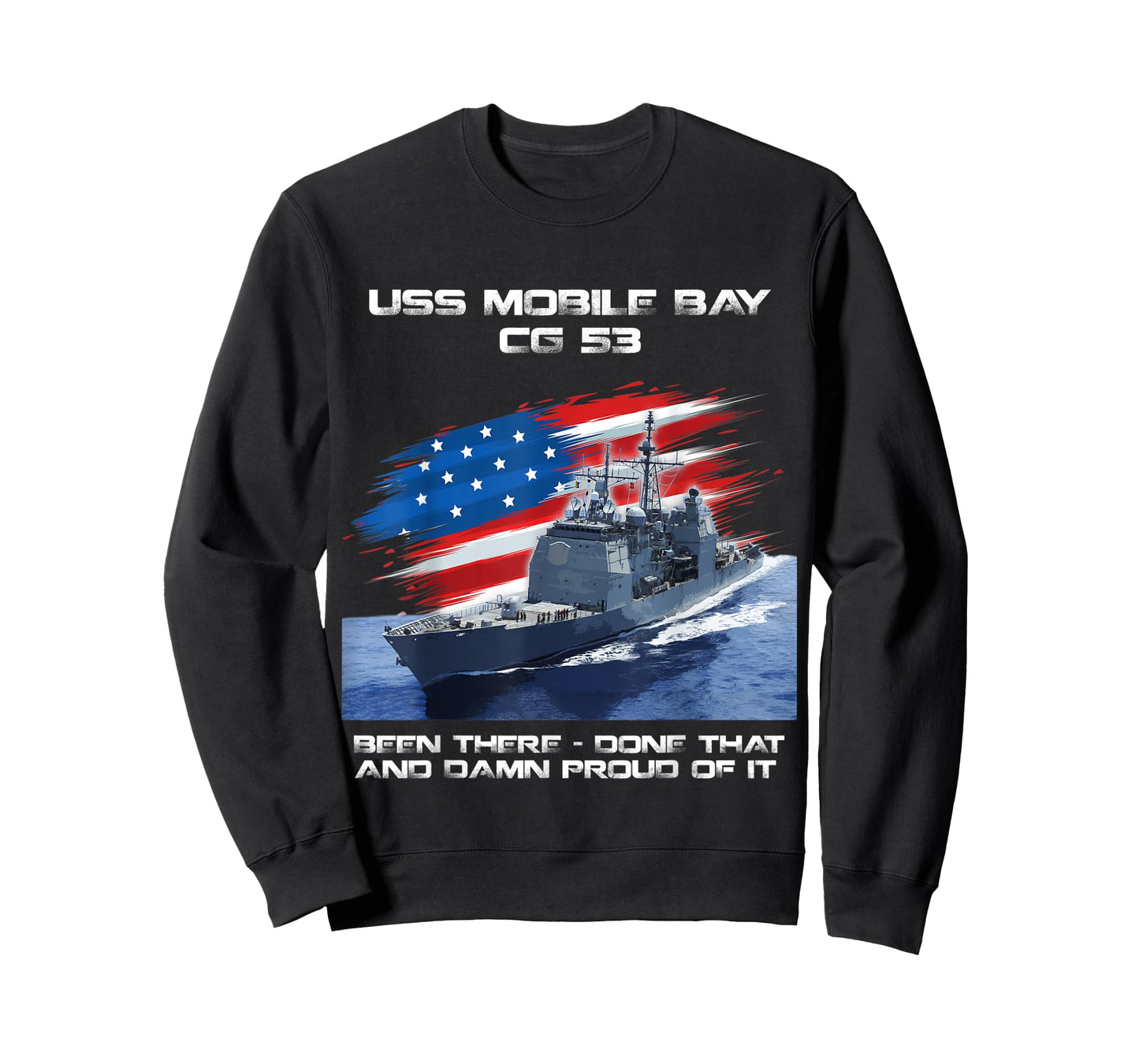 USS Mobile Bay CG-53 Class Cruiser American Flag Veteran T-Shirt for Women Men