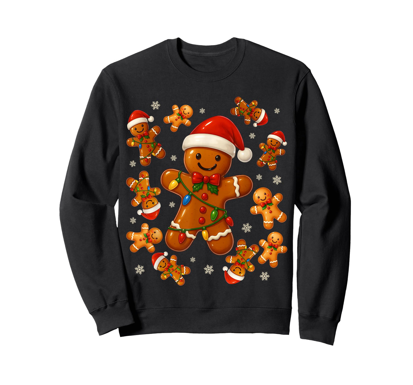 Cute Gingerbread Snowflake Christmas Xmas Kids Boys Girls T-Shirt