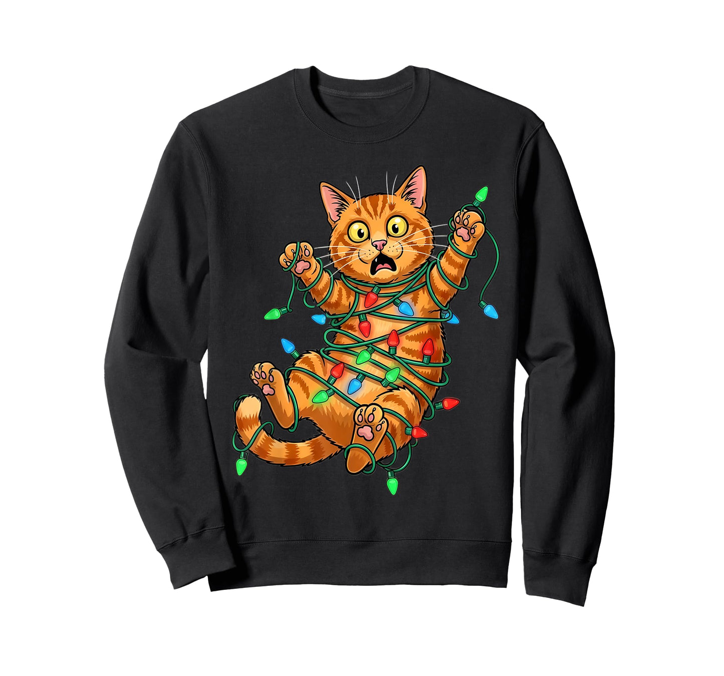Funny Orange Cat Christmas Light Catmus T-Shirt