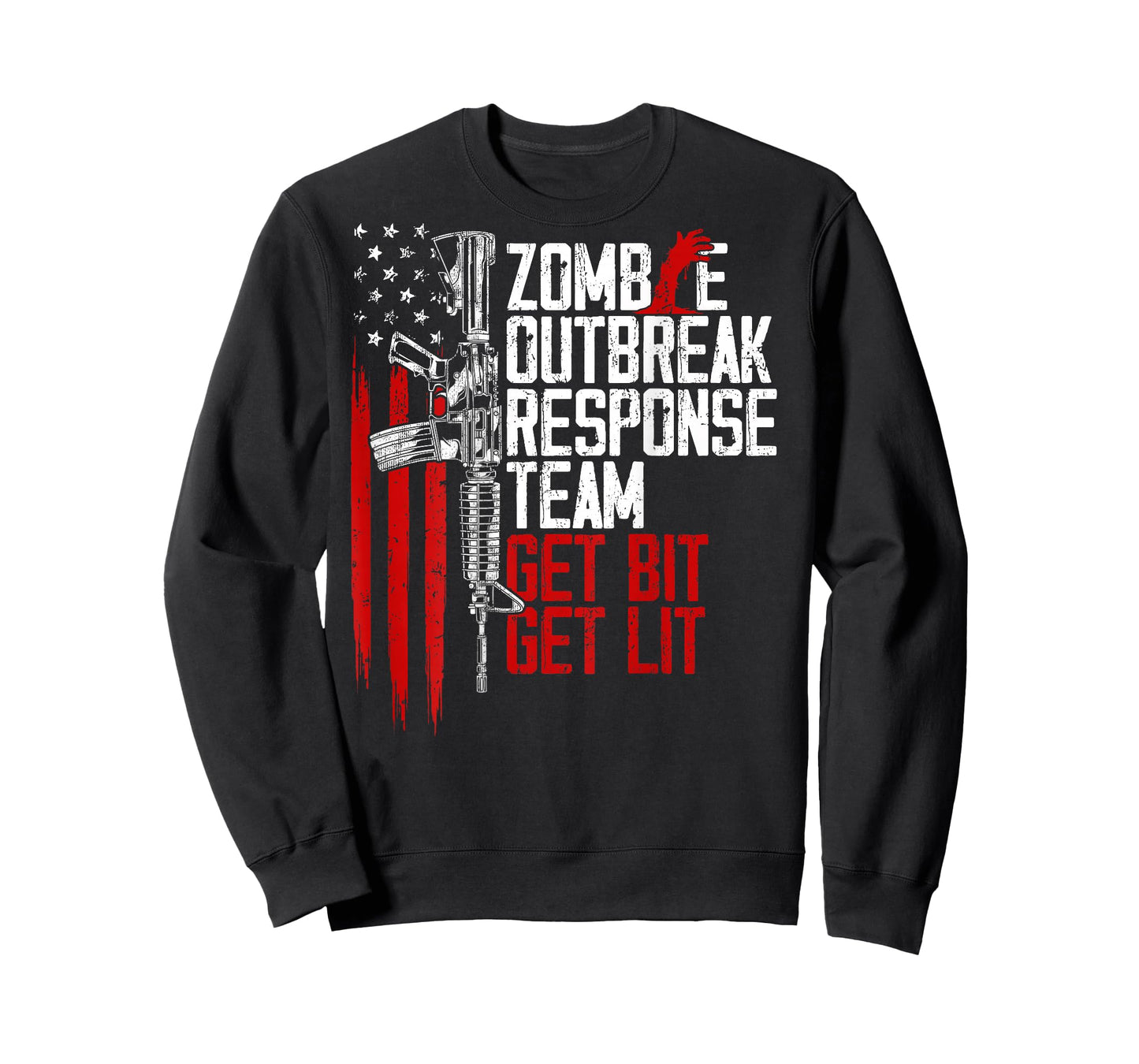 USA Flag Zombie Outbreak Response Team Get Bit (on Back) T-Shirt