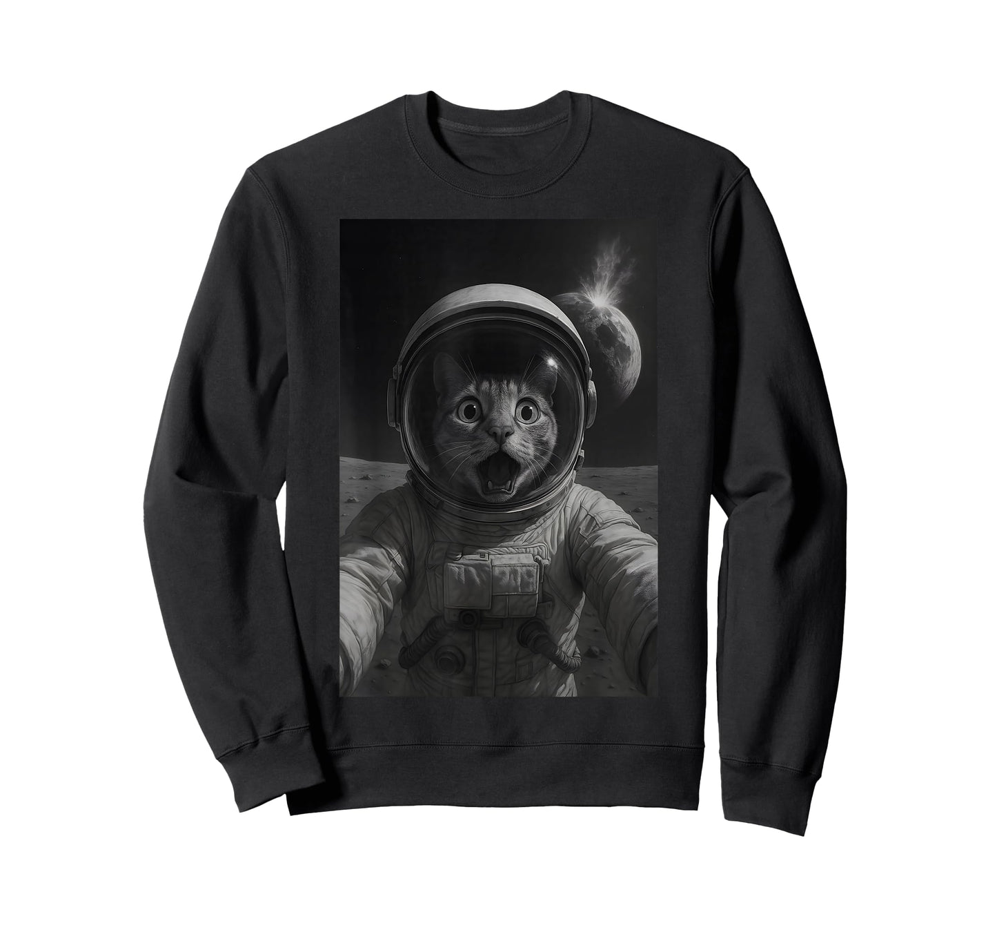 Selfie Cat Funny Astronaut on The Moon Space Cat T-Shirt