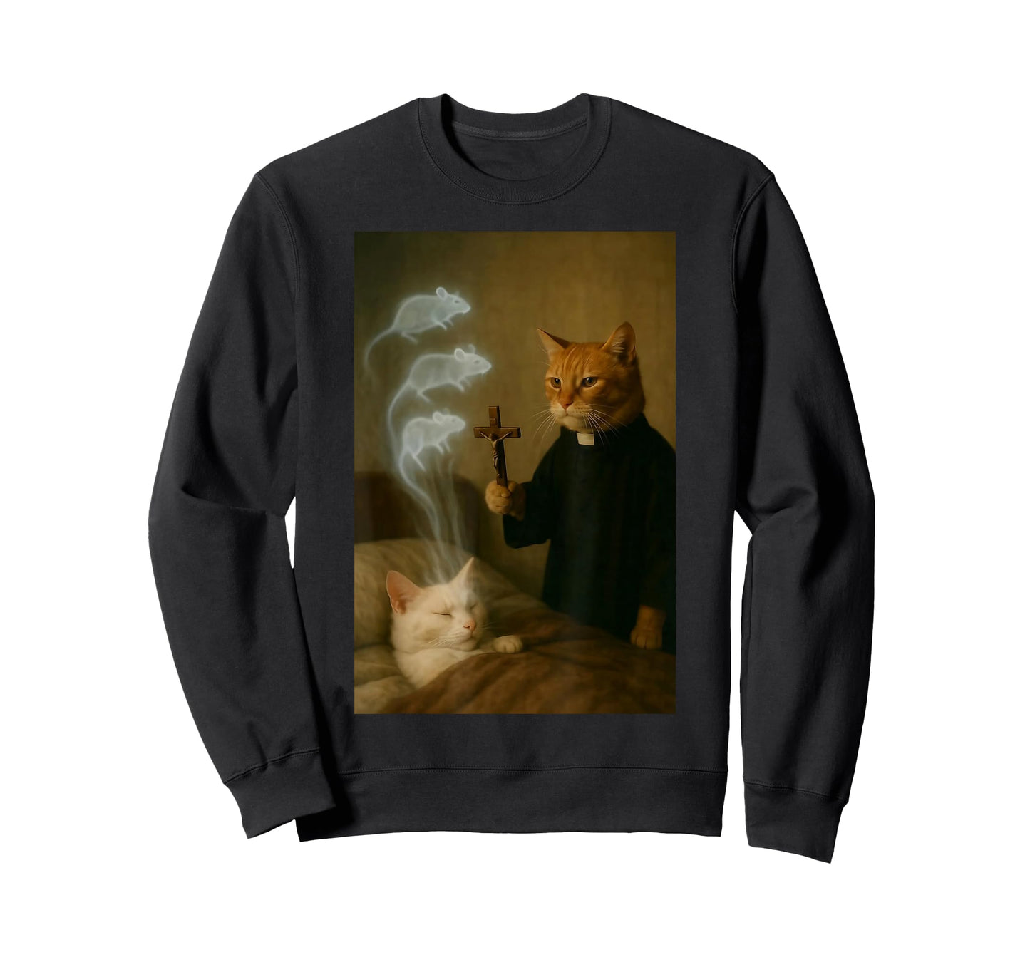 Mage Cat Meme Cat Exorcism Mouse Funny Fantasy Humor T-Shirt