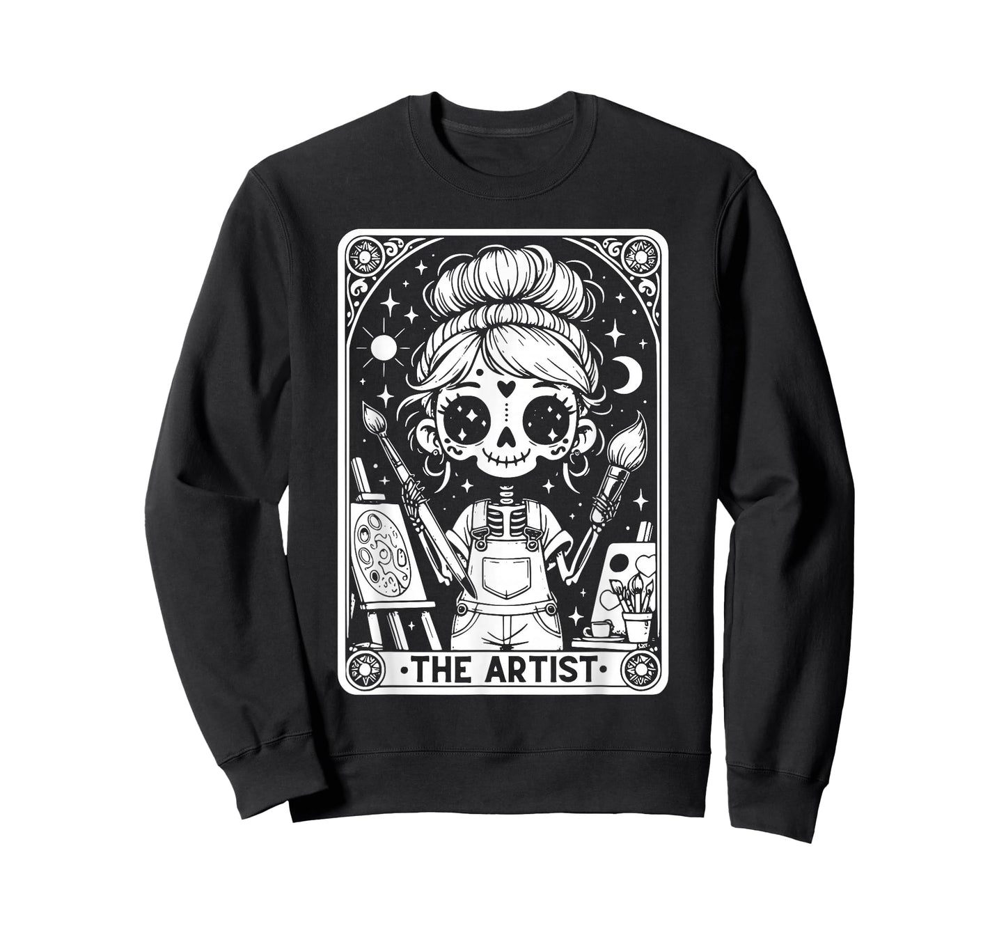 Artist Tarot Card Skeleton Painter Art Teacher Witchy T-Shirt